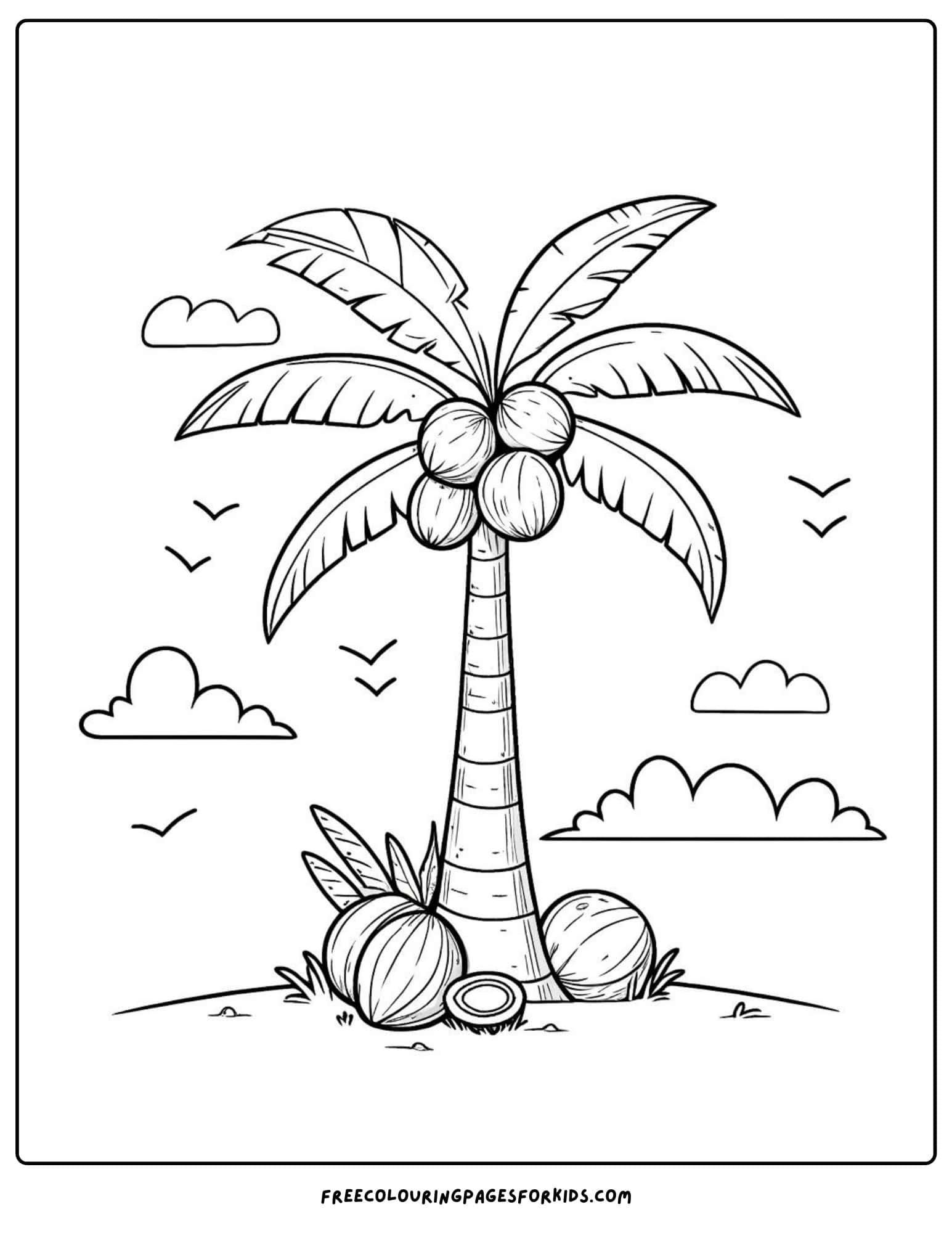 beach palm tree coloring page