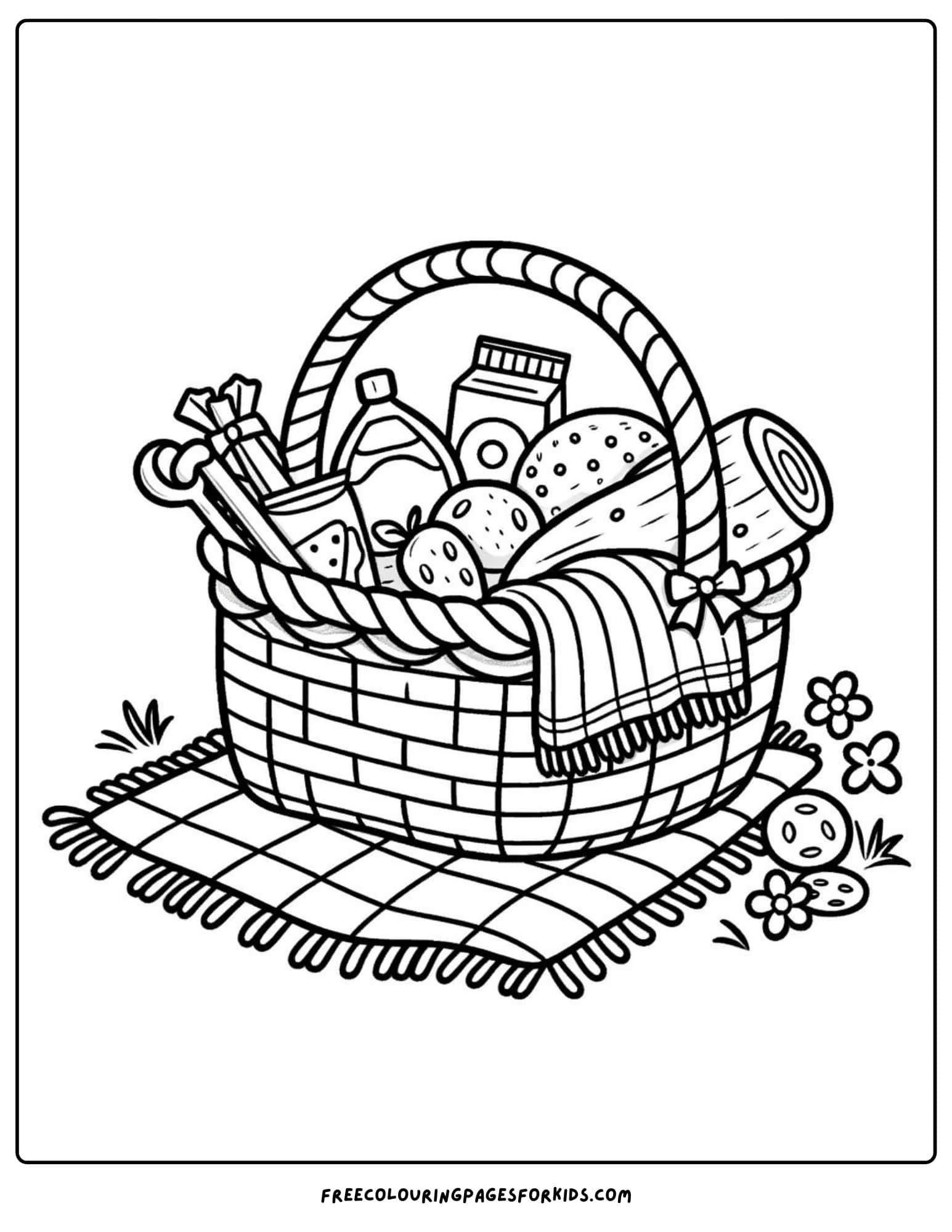 beach picnic coloring page