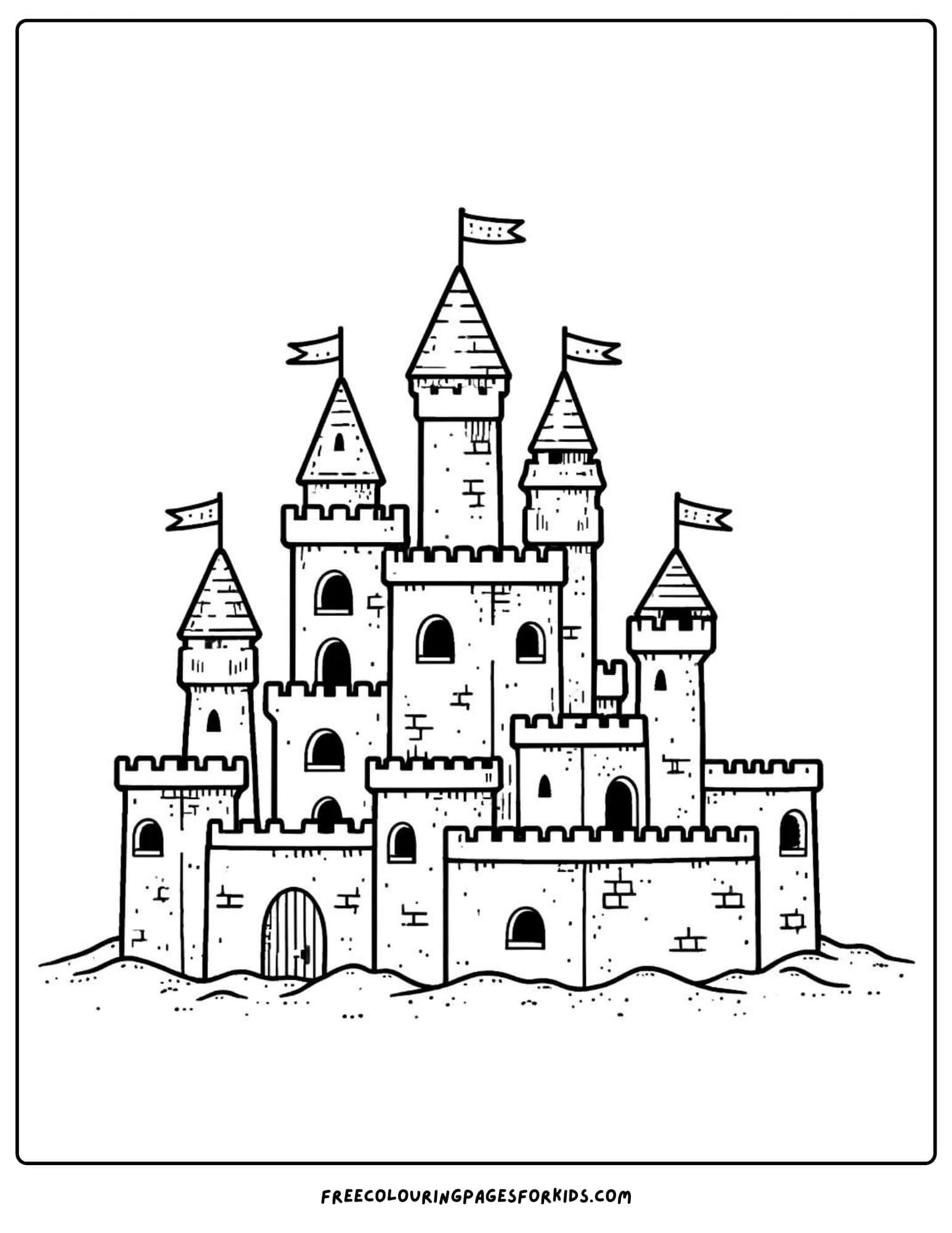 beach sandcastle coloring page