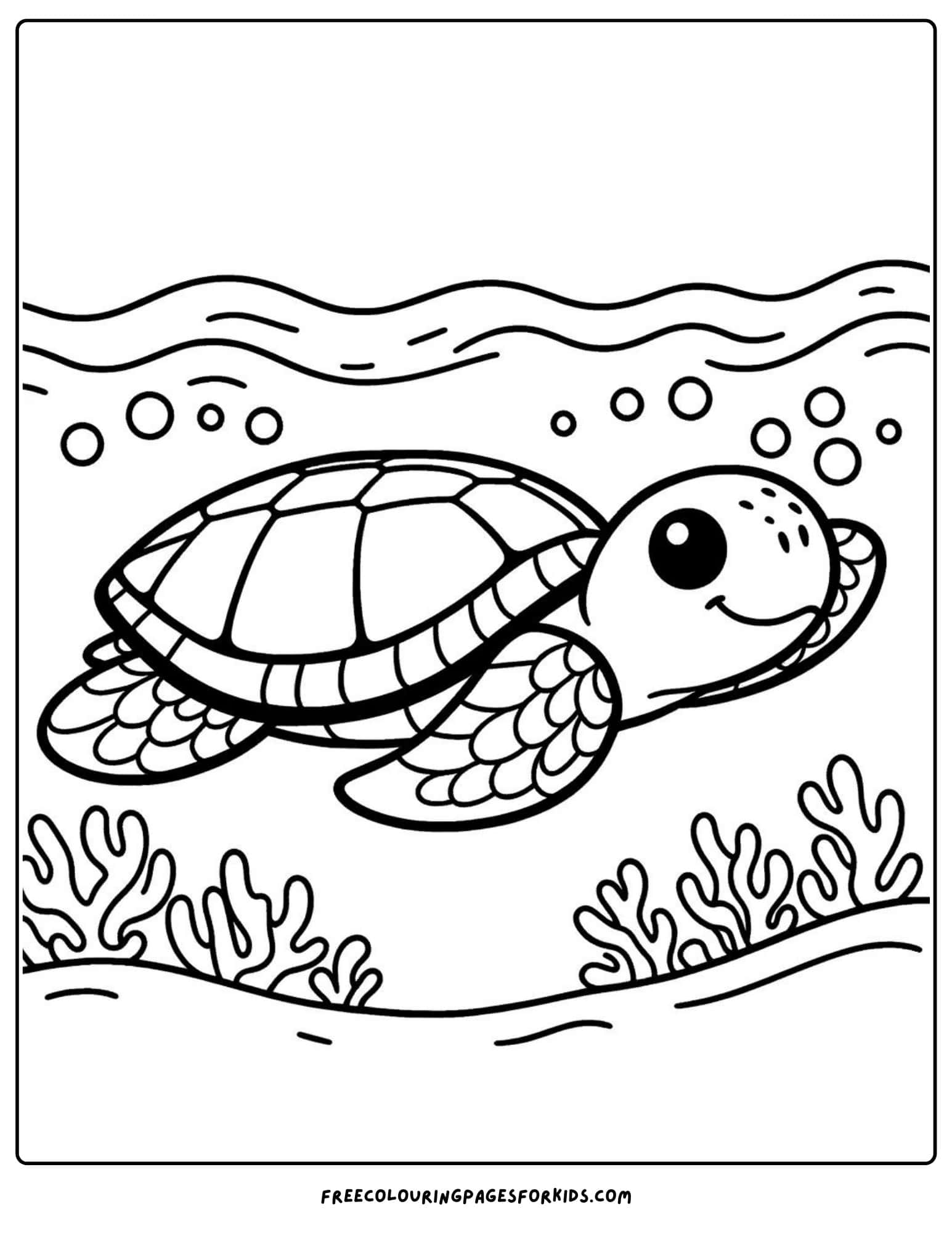 beach turtle coloring page