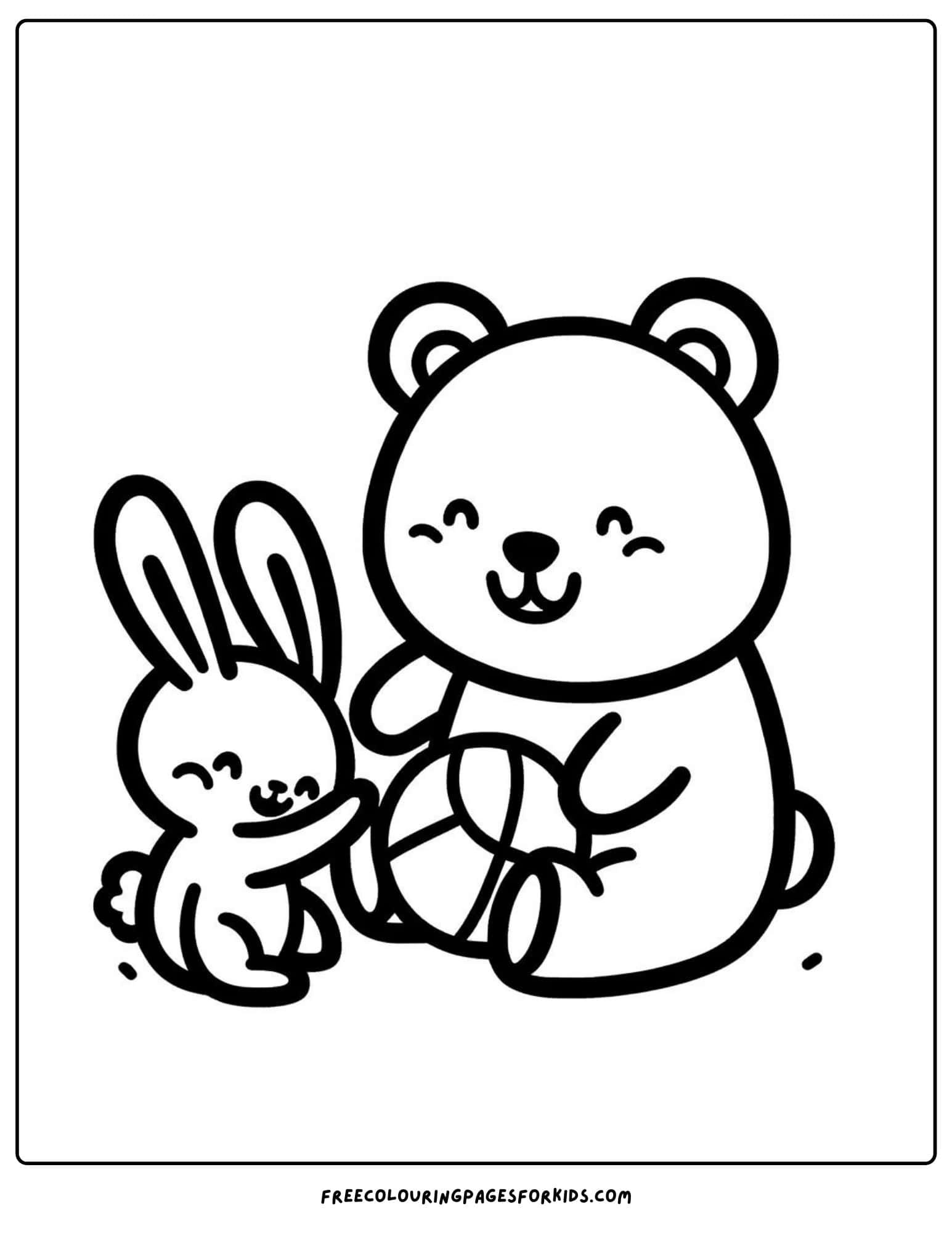 bear and a rabbit coloring page