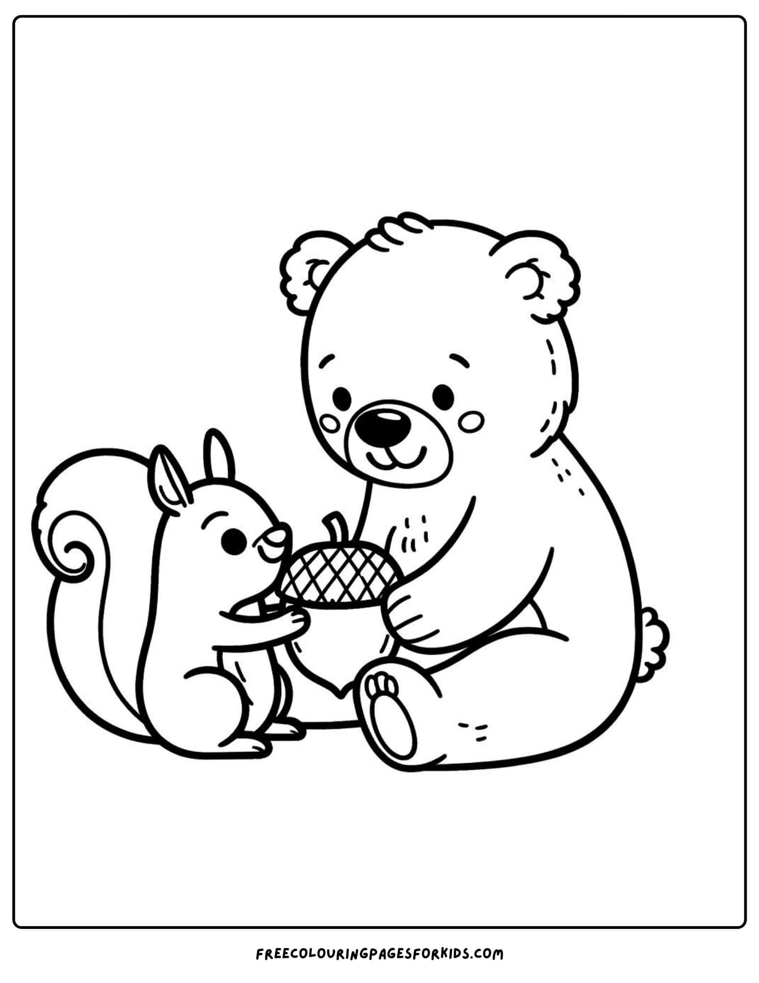 bear and a squirrel coloring page