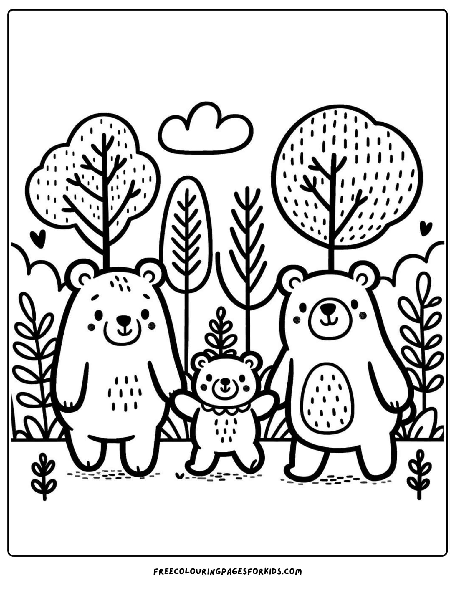 bear family coloring page