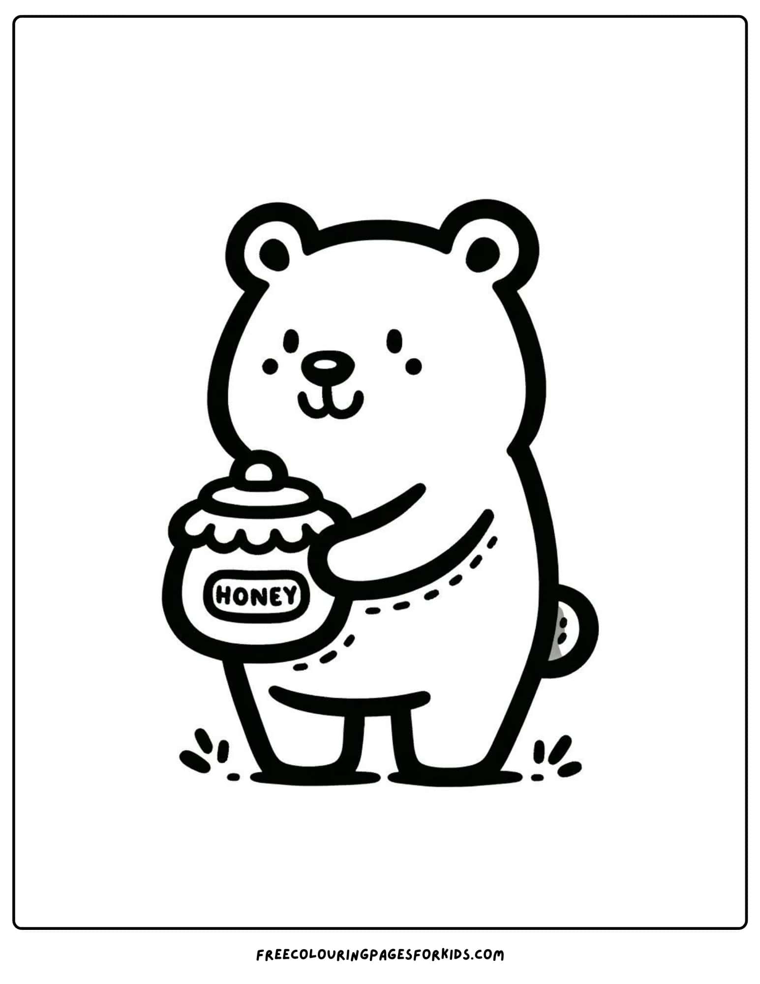 bear holding a honey pot coloring page