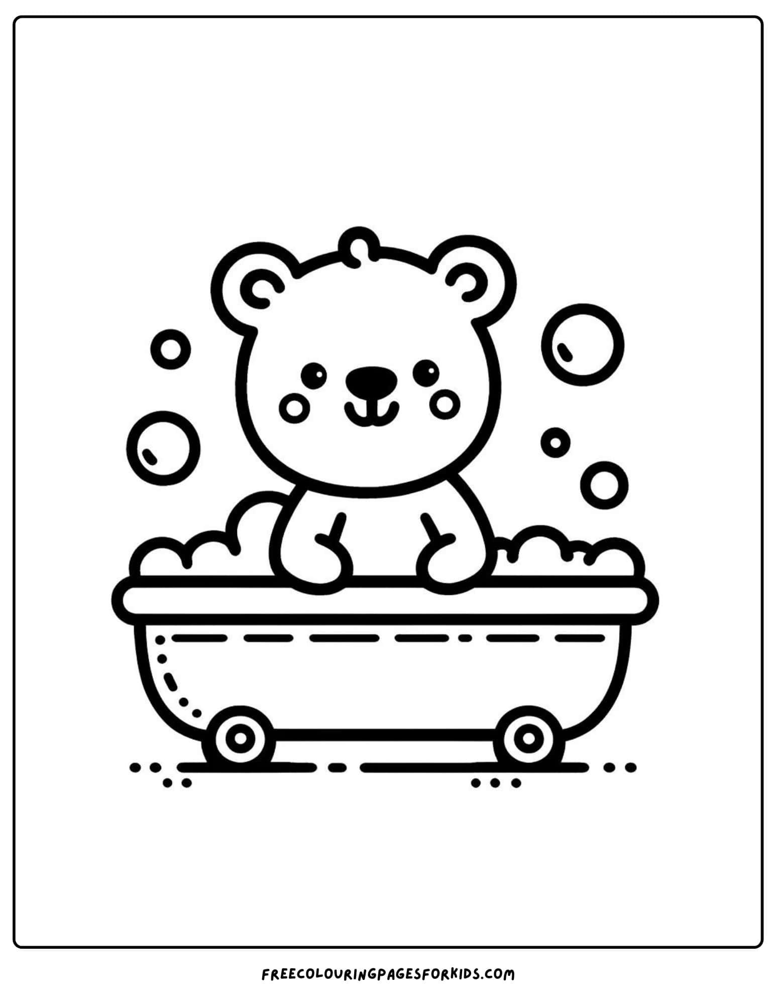 bear taking a bath coloring page