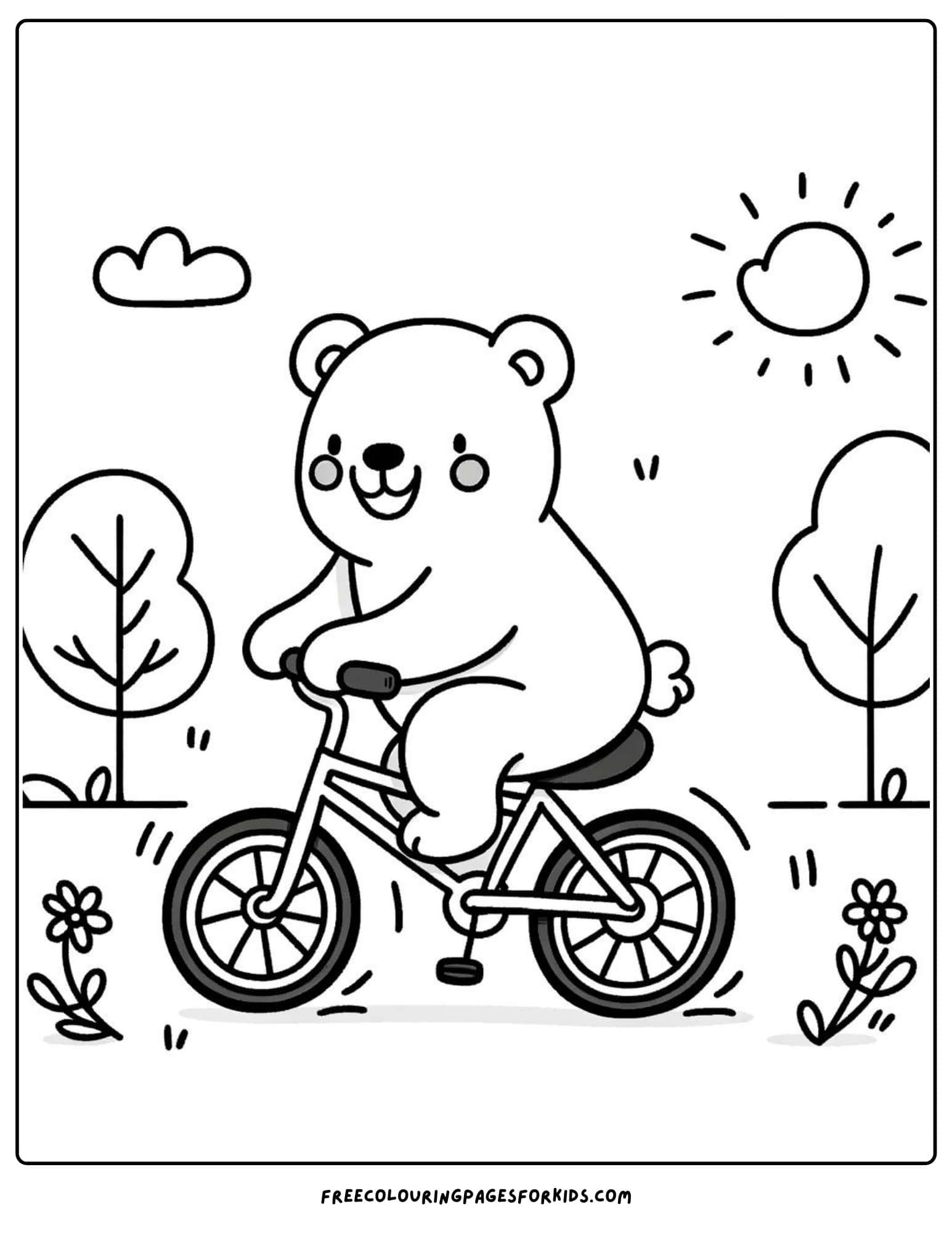 bear riding a bike coloring page