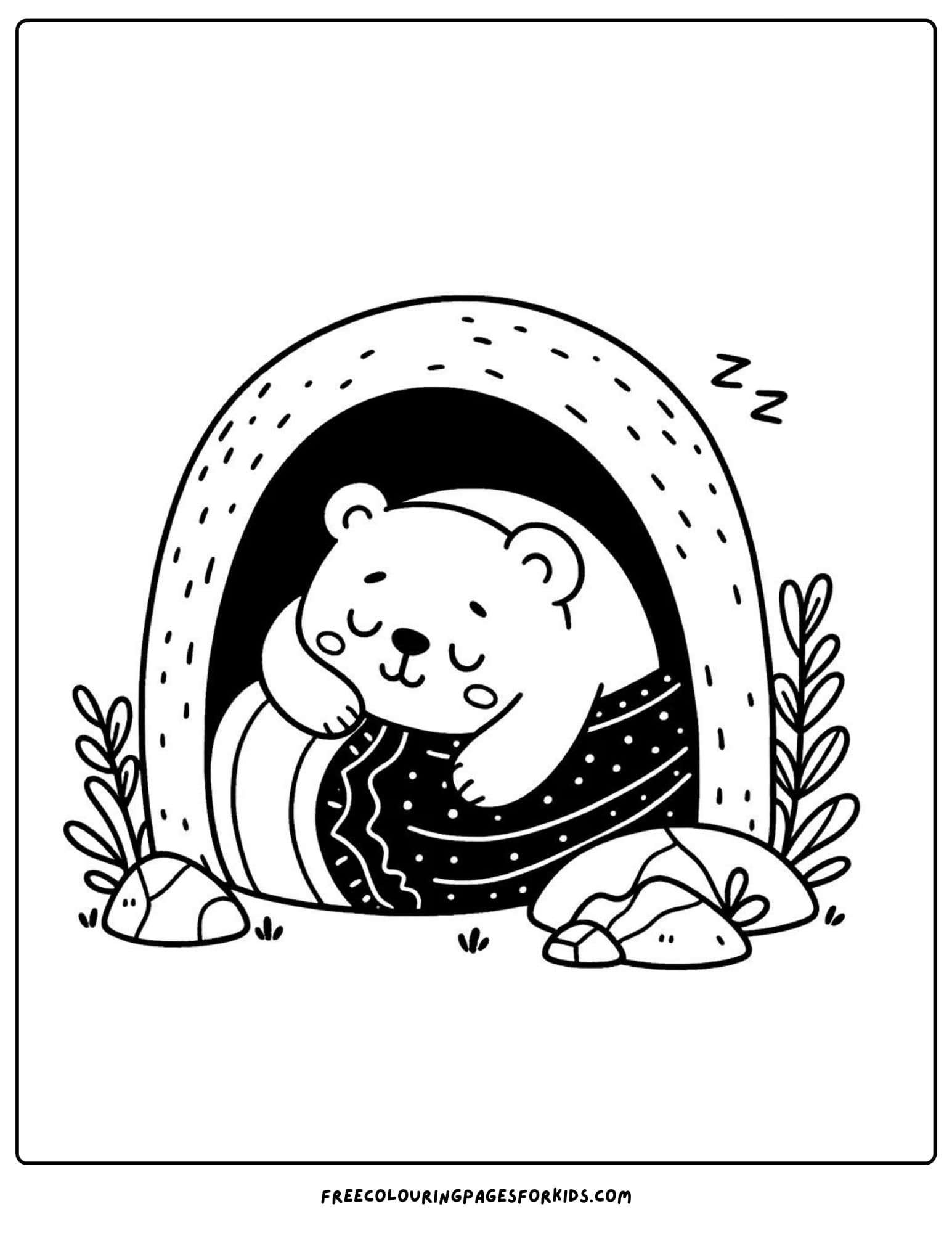 bear sleeping coloring page