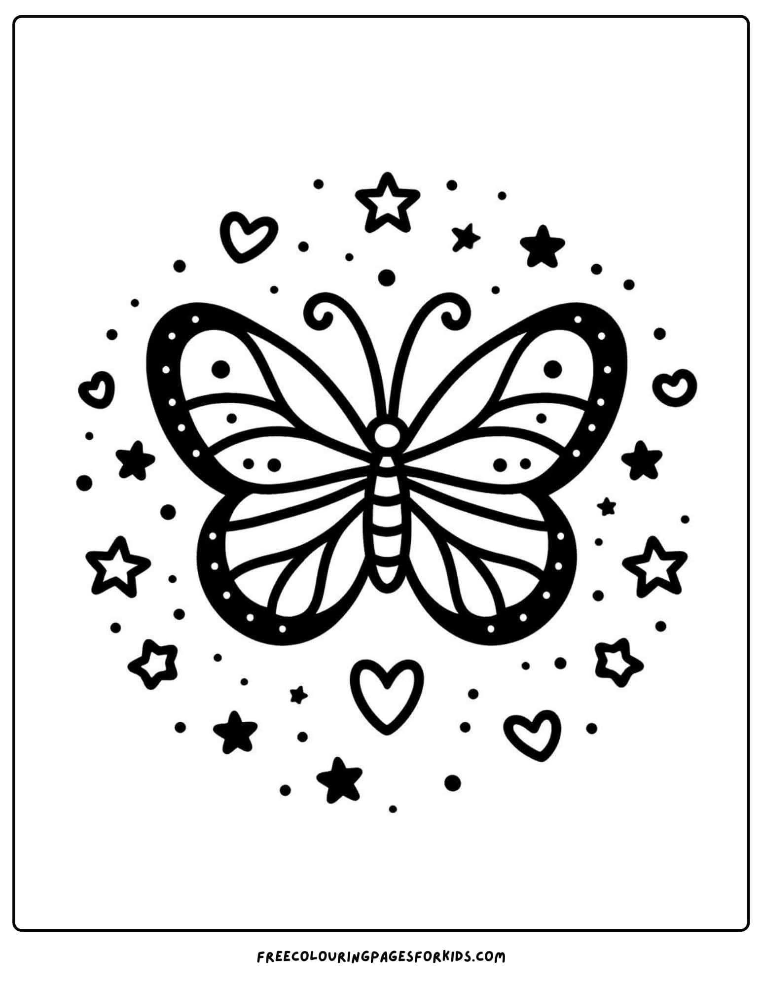 butterfly with stars coloring page