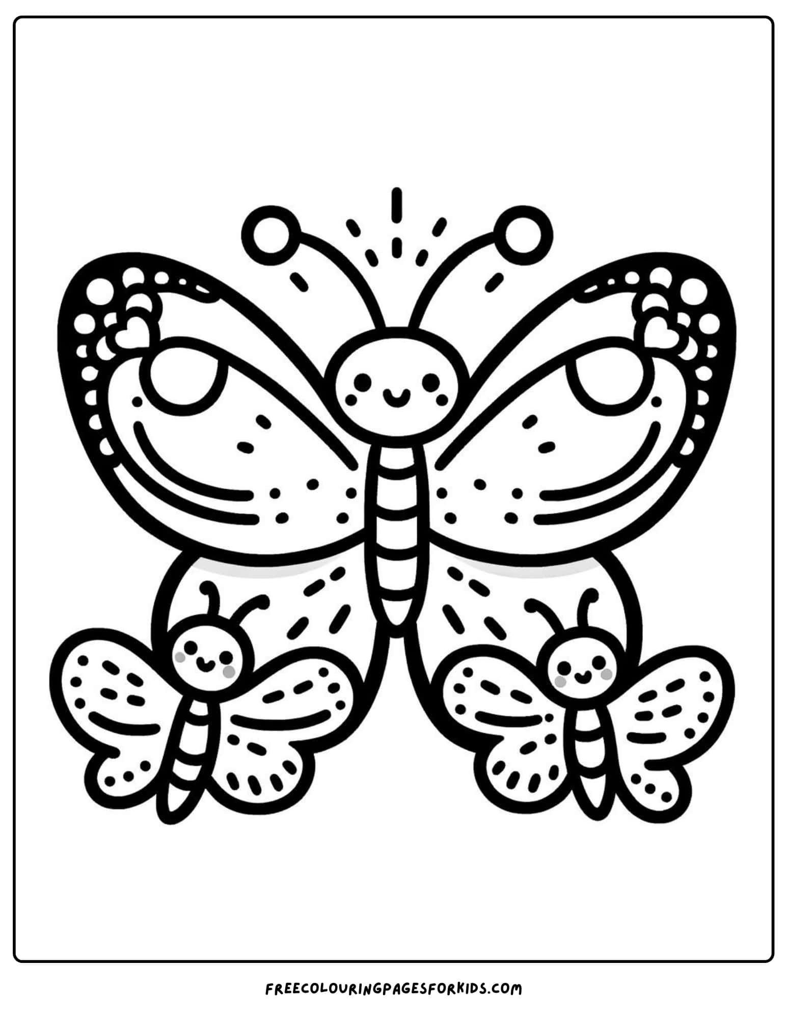 butterfly with a family coloring page