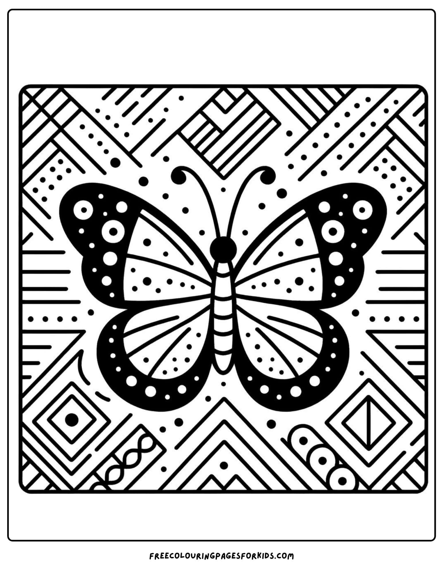 butterfly geometric pattern coloring page