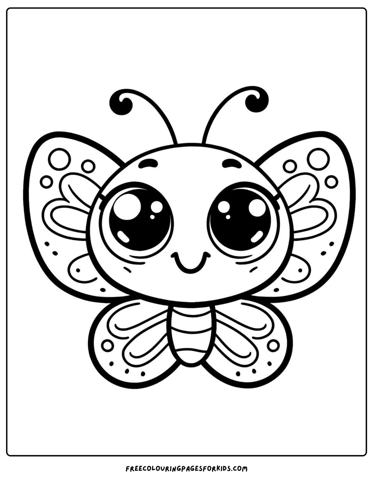 butterfly happy smiling coloring page