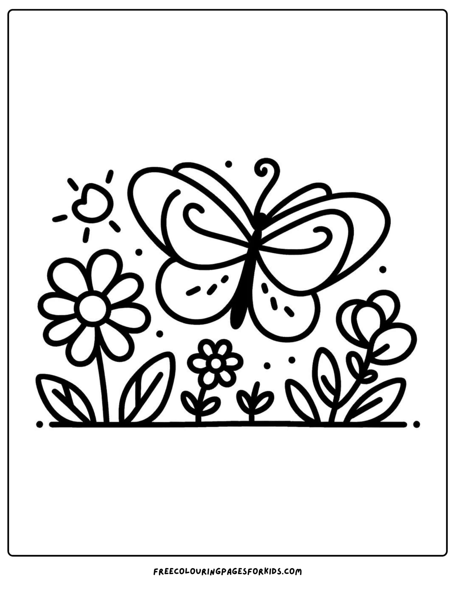 butterfly in a garden coloring page