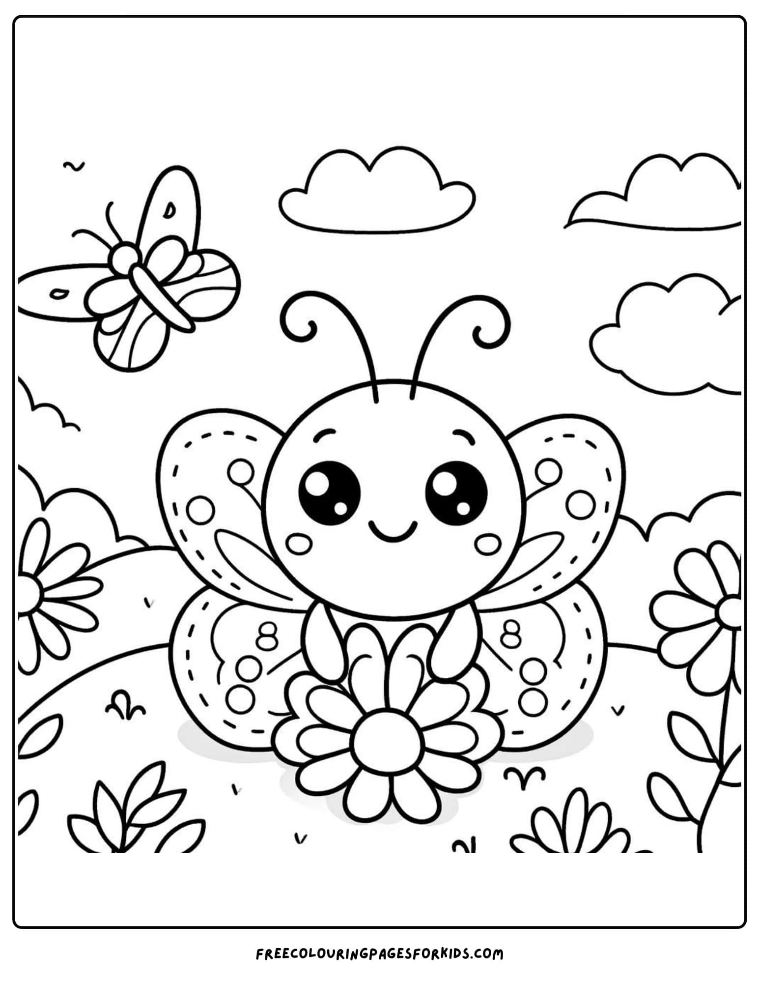 butterfly on a flower coloring page