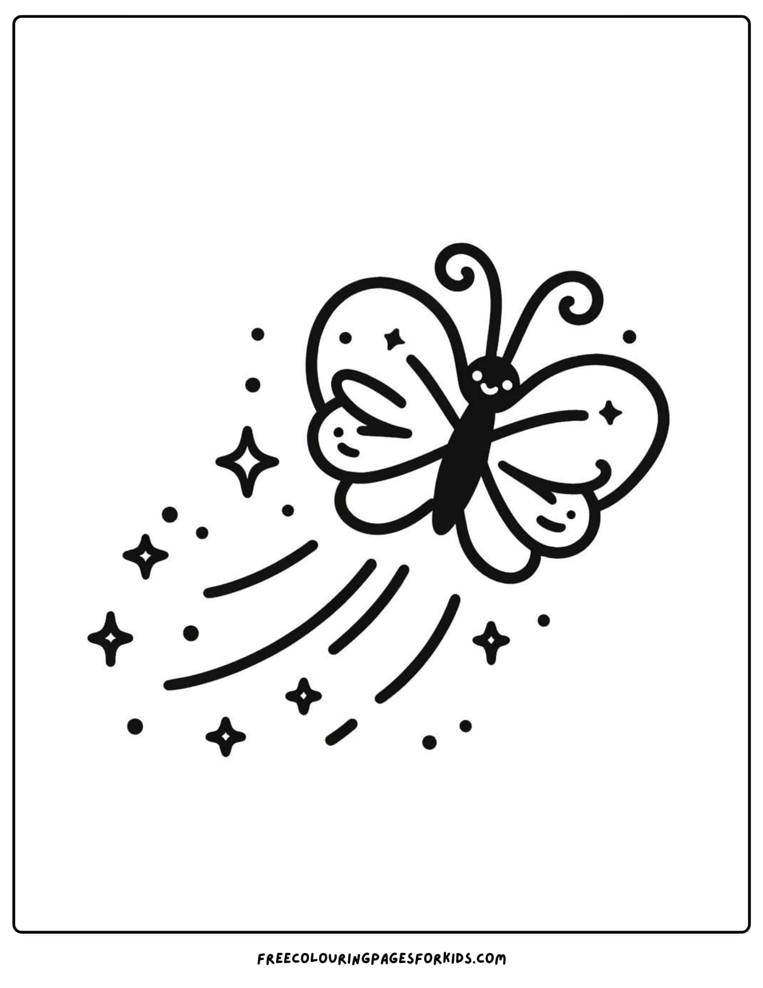 butterfly with a trail of sparkles coloring page