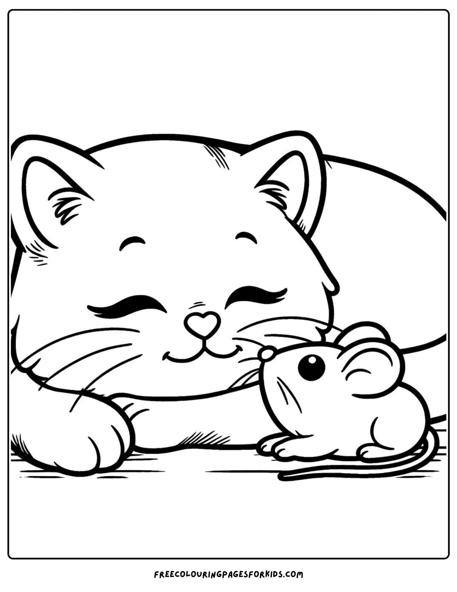 cat and a mouse friend coloring page