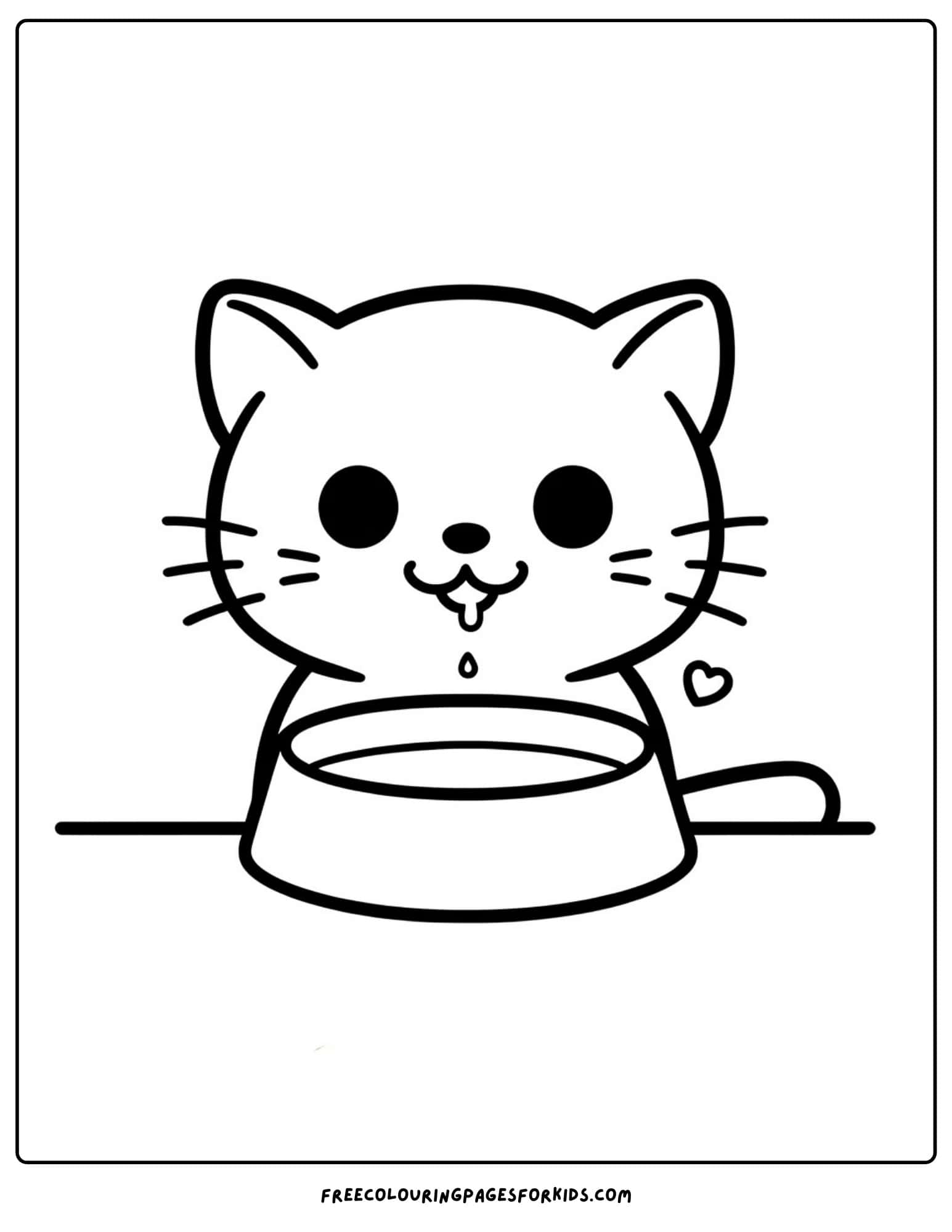 cat drinking milk coloring page