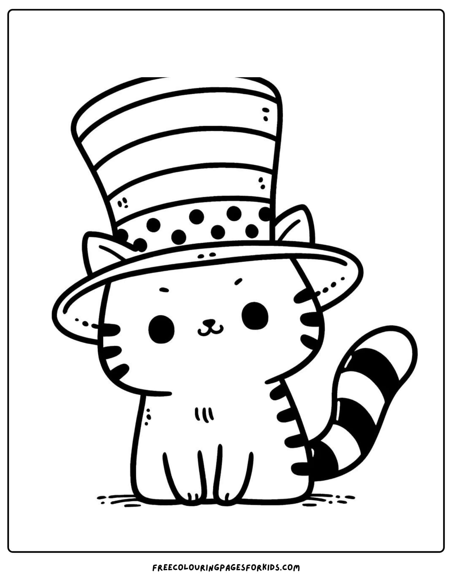 cat in a funny hat coloring page