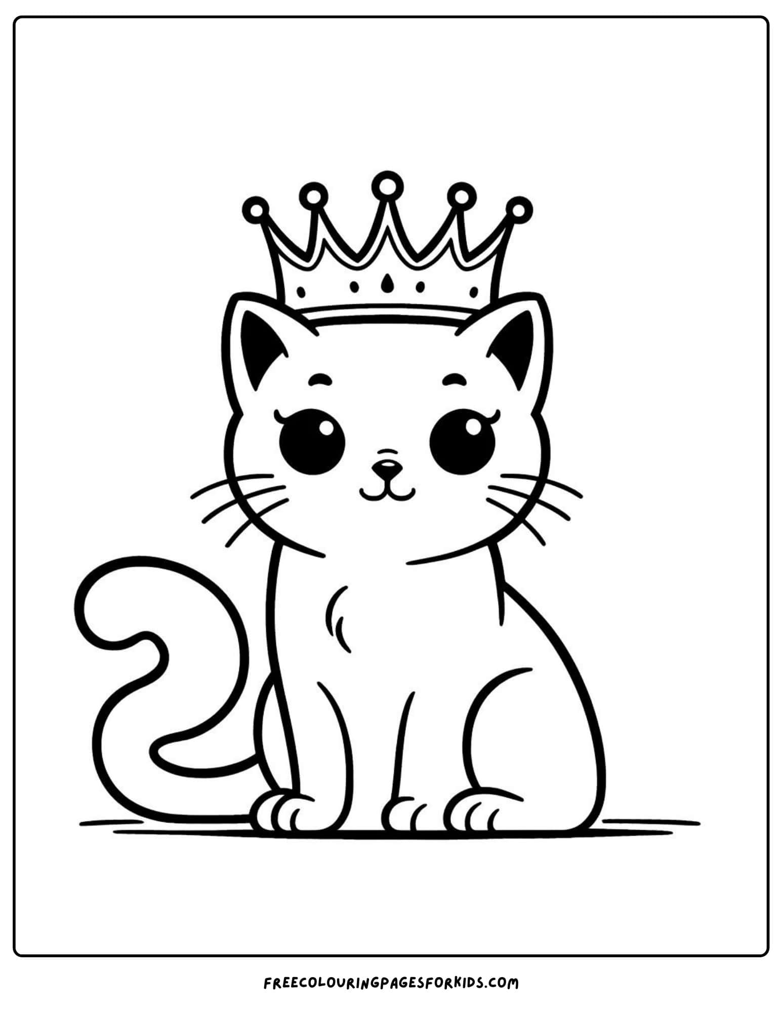 cat with a crown coloring page