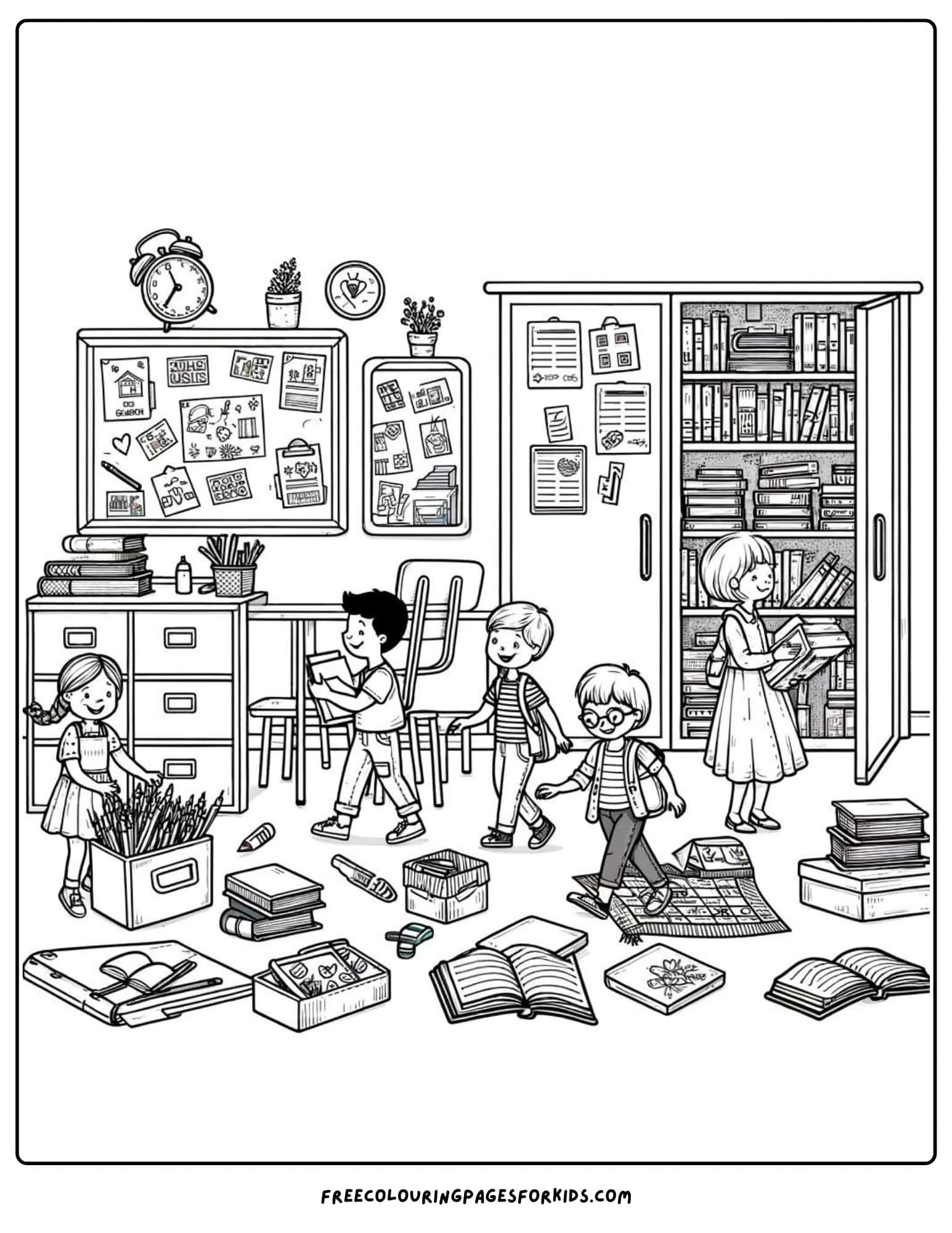 classroom cleanup coloring page