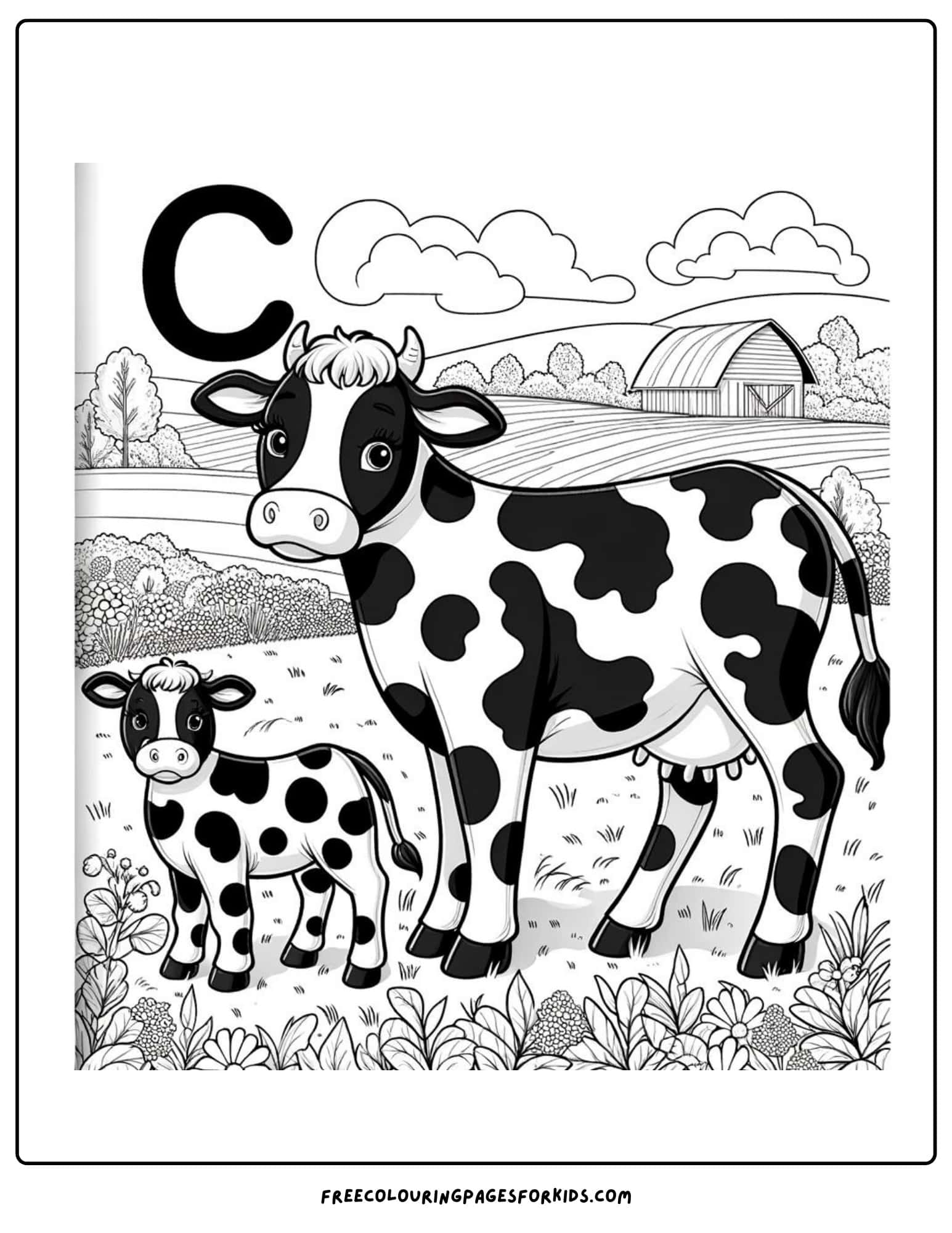 cow and calf coloring page