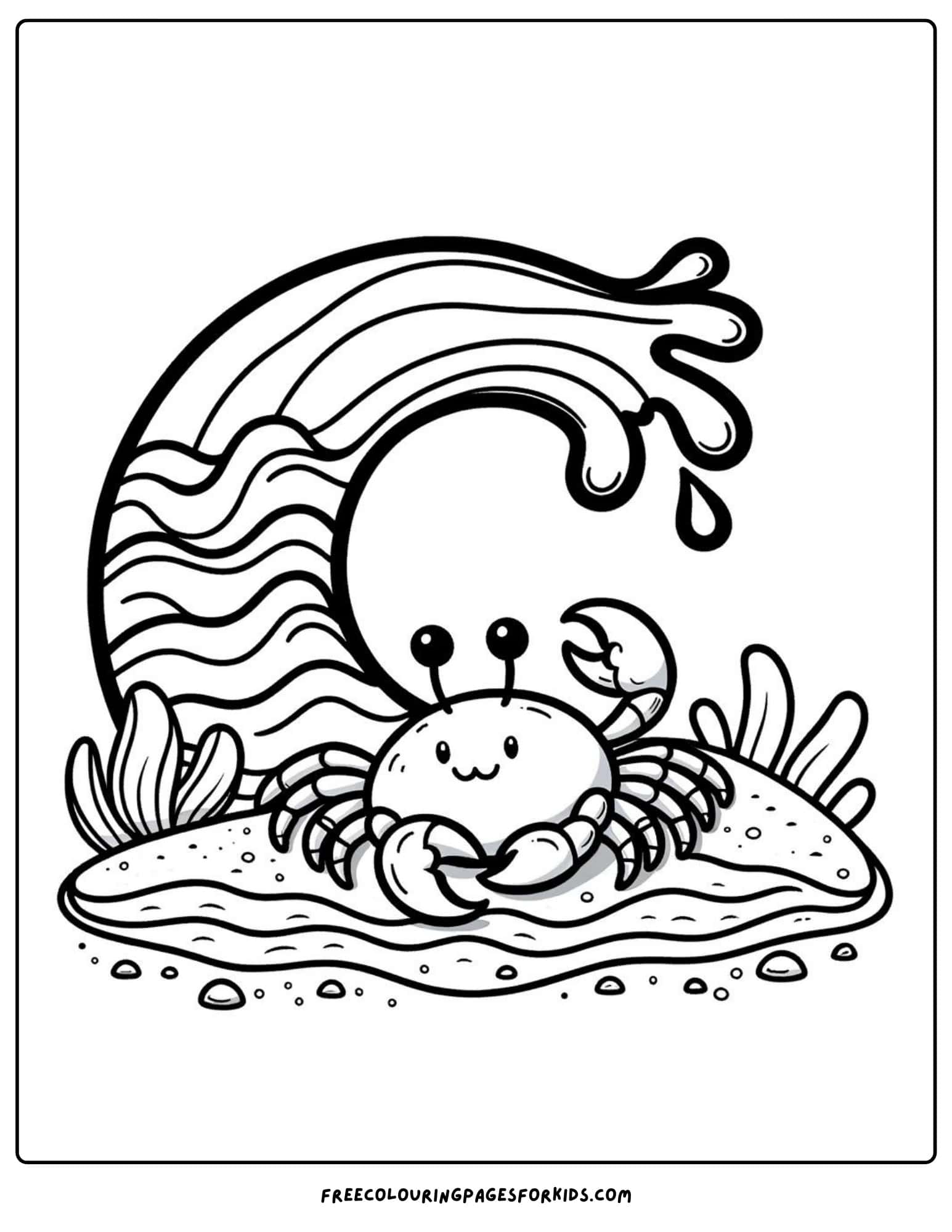 crab on the coast coloring page