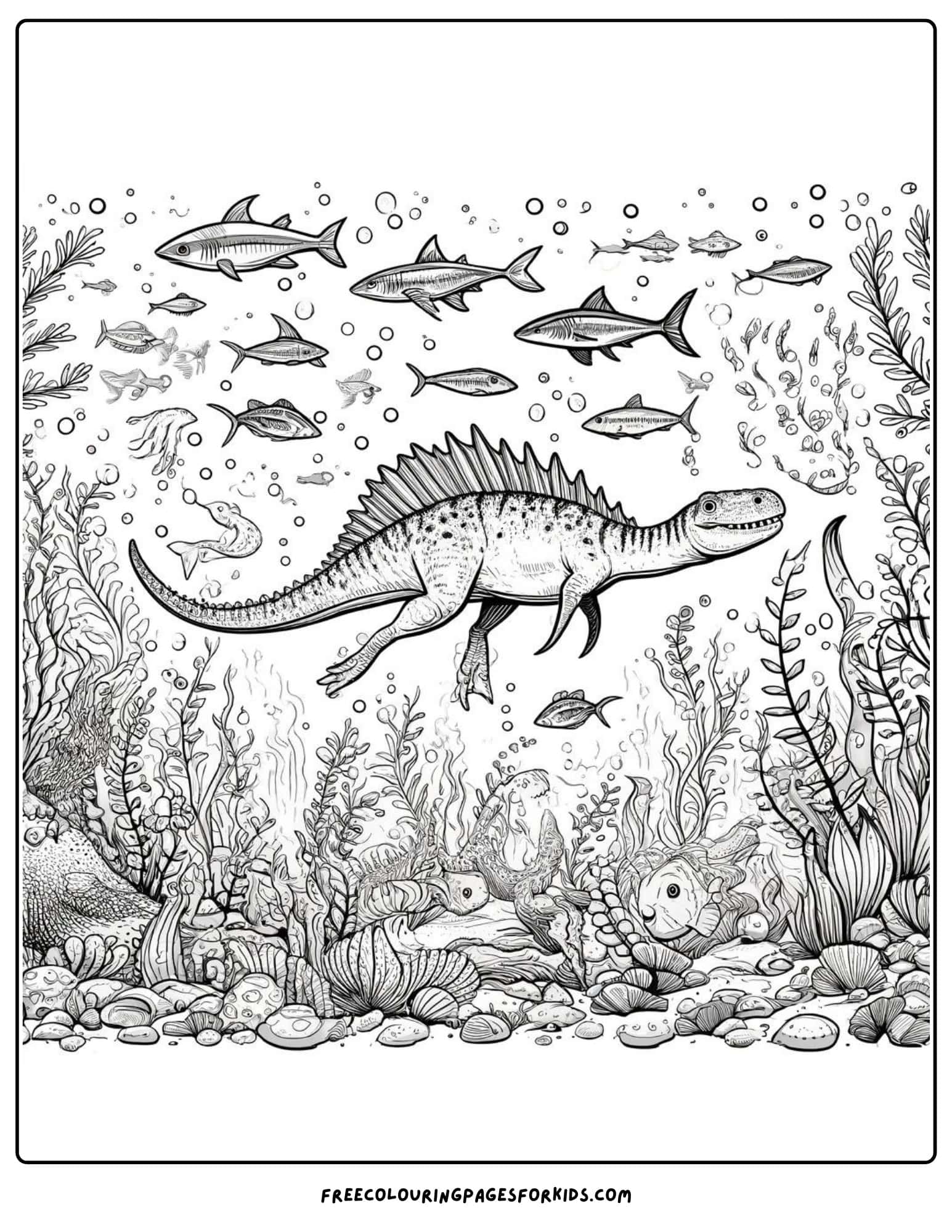 aquatic dinosaur coloring page