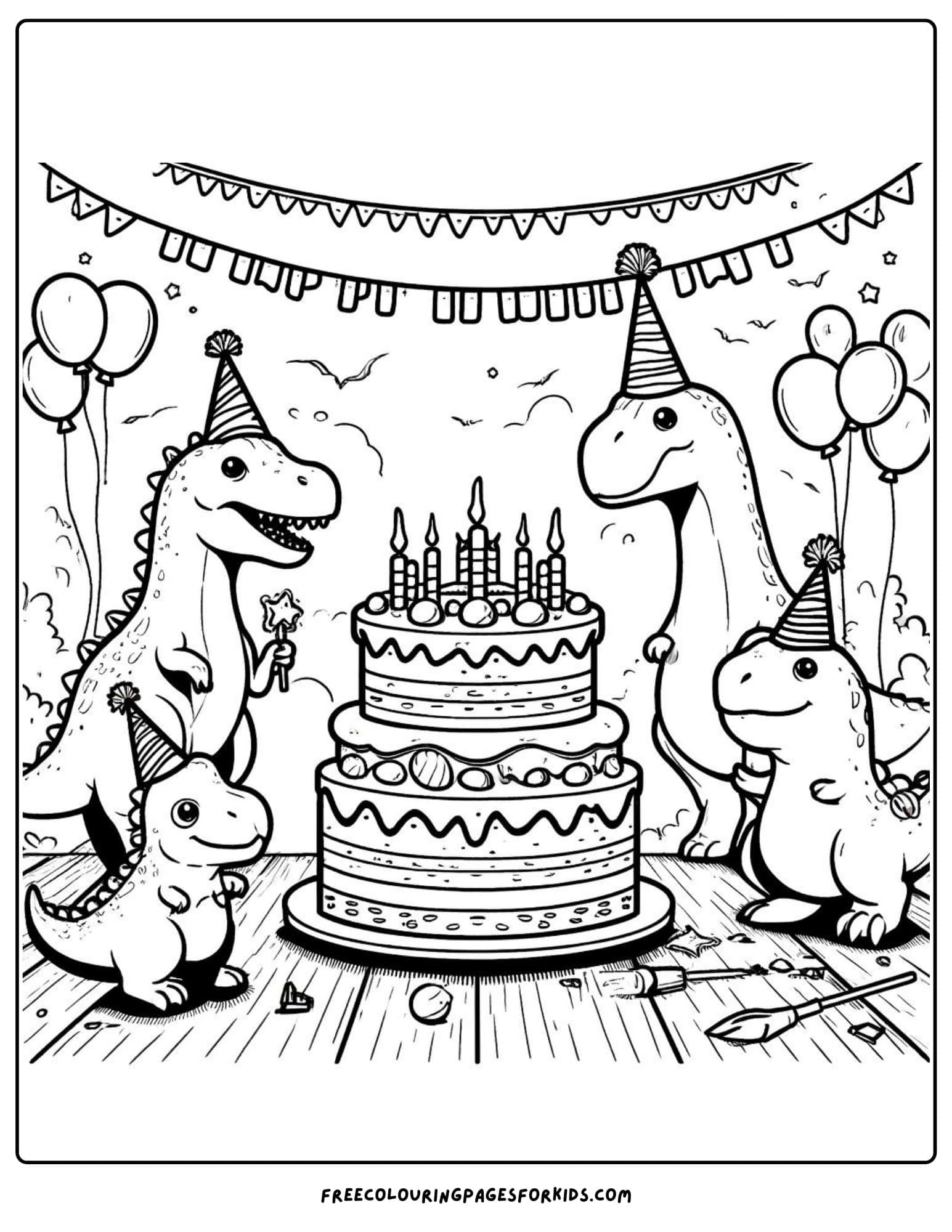 dinosaur birthday party coloring page