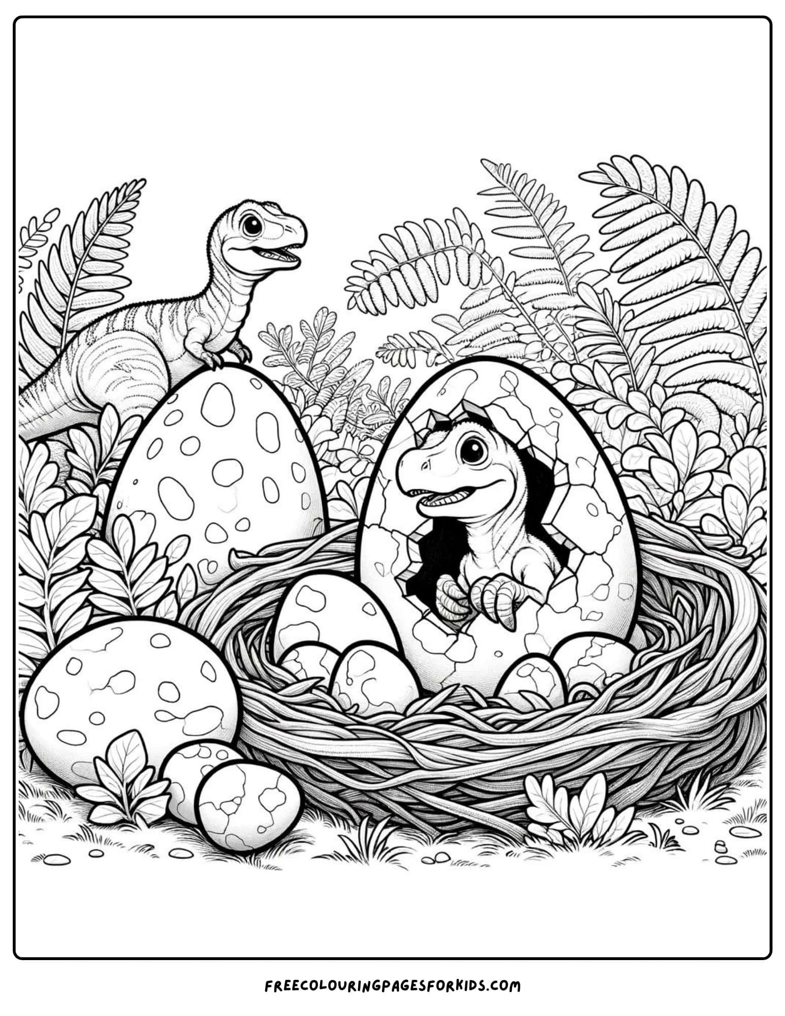 eggs hatching dinosaur coloring page