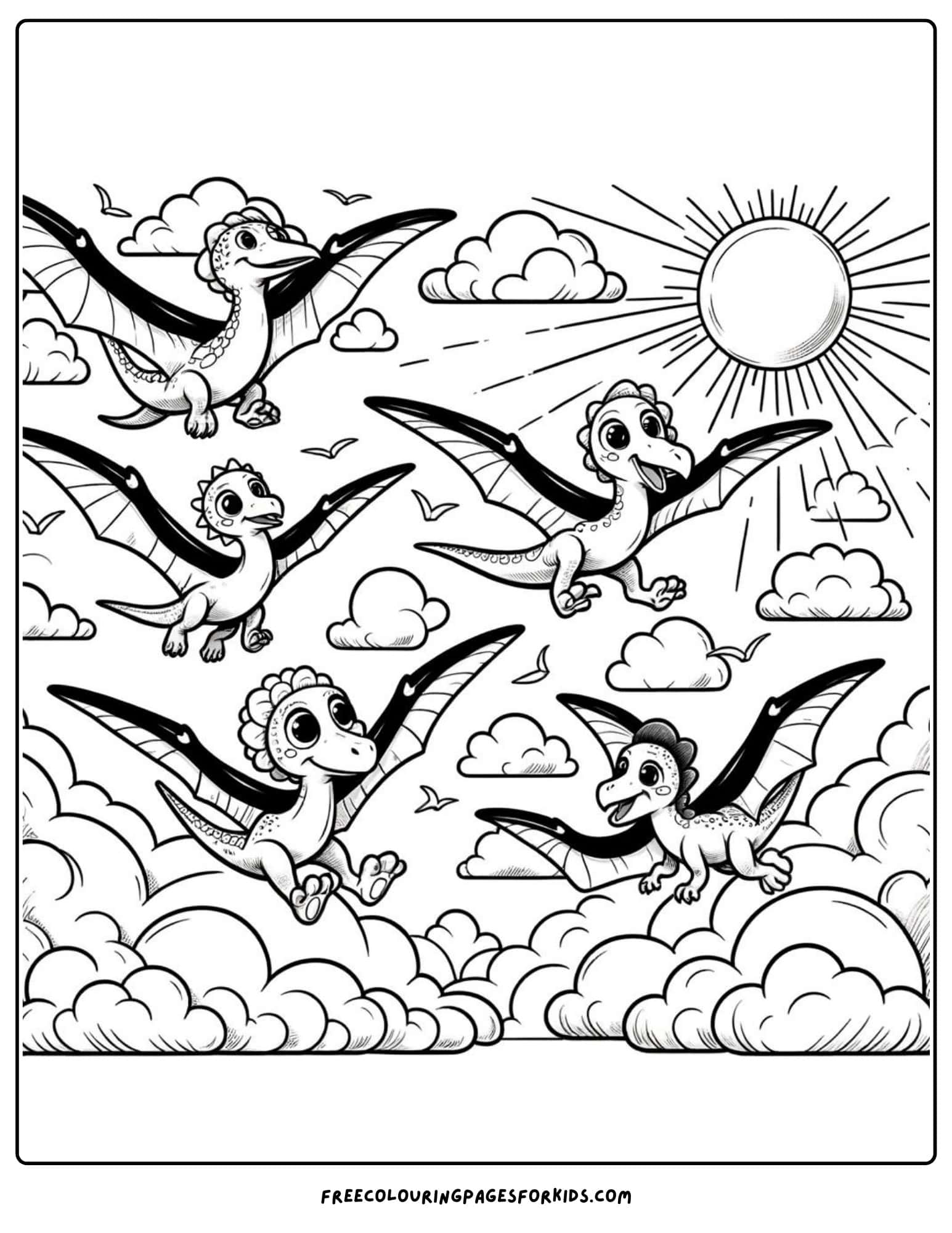 pterodactyls dinosaur coloring page