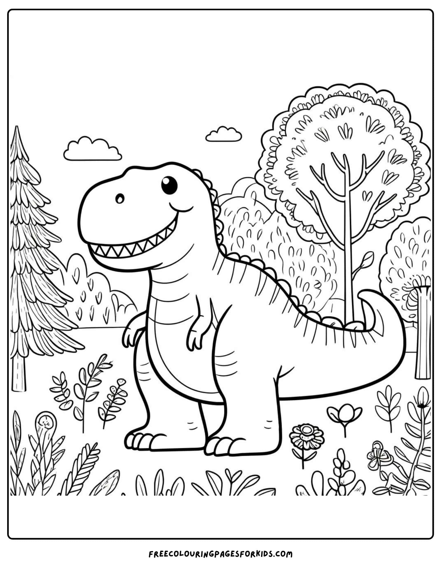 t rex dinosaur coloring page