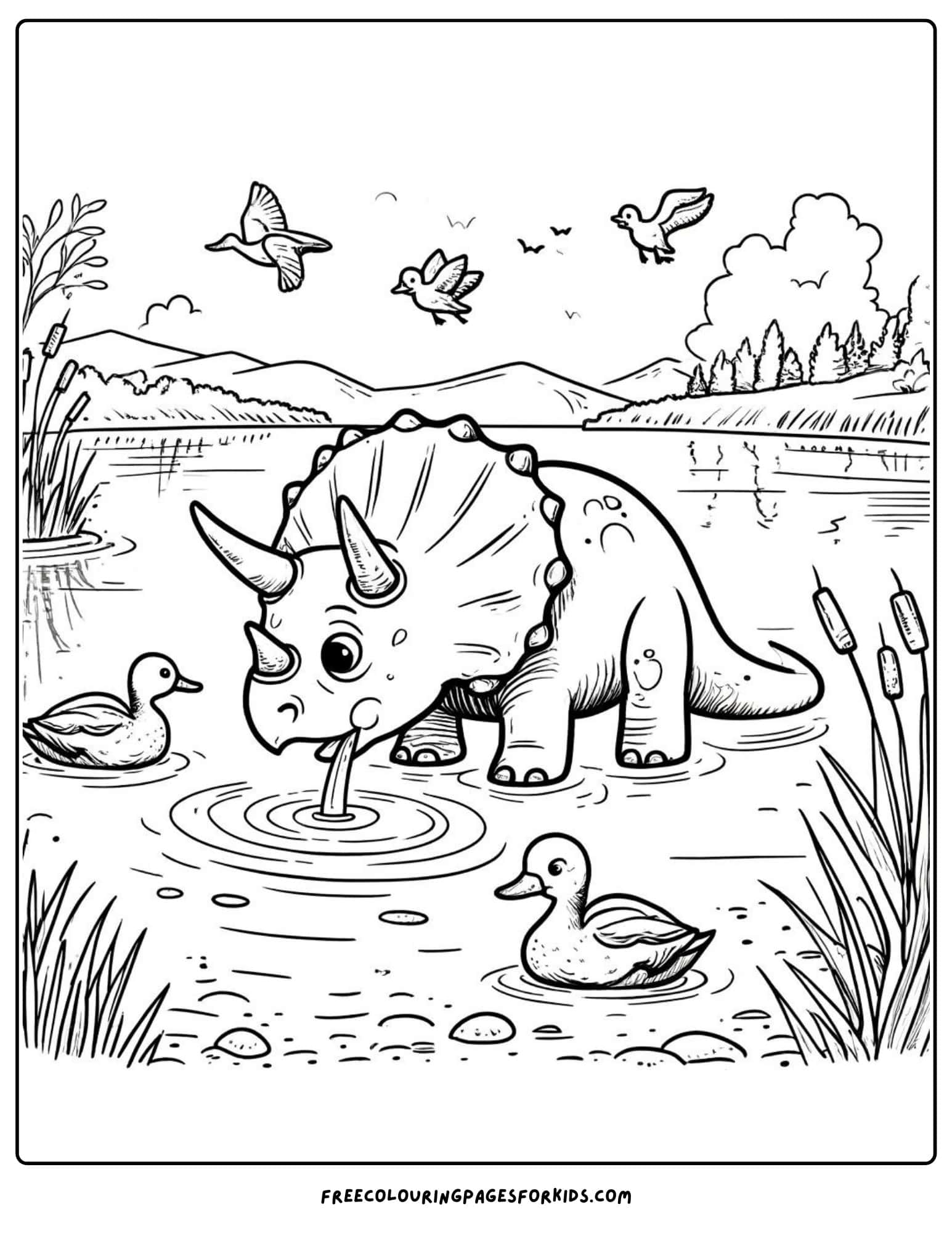 triceratops dinosaur coloring page