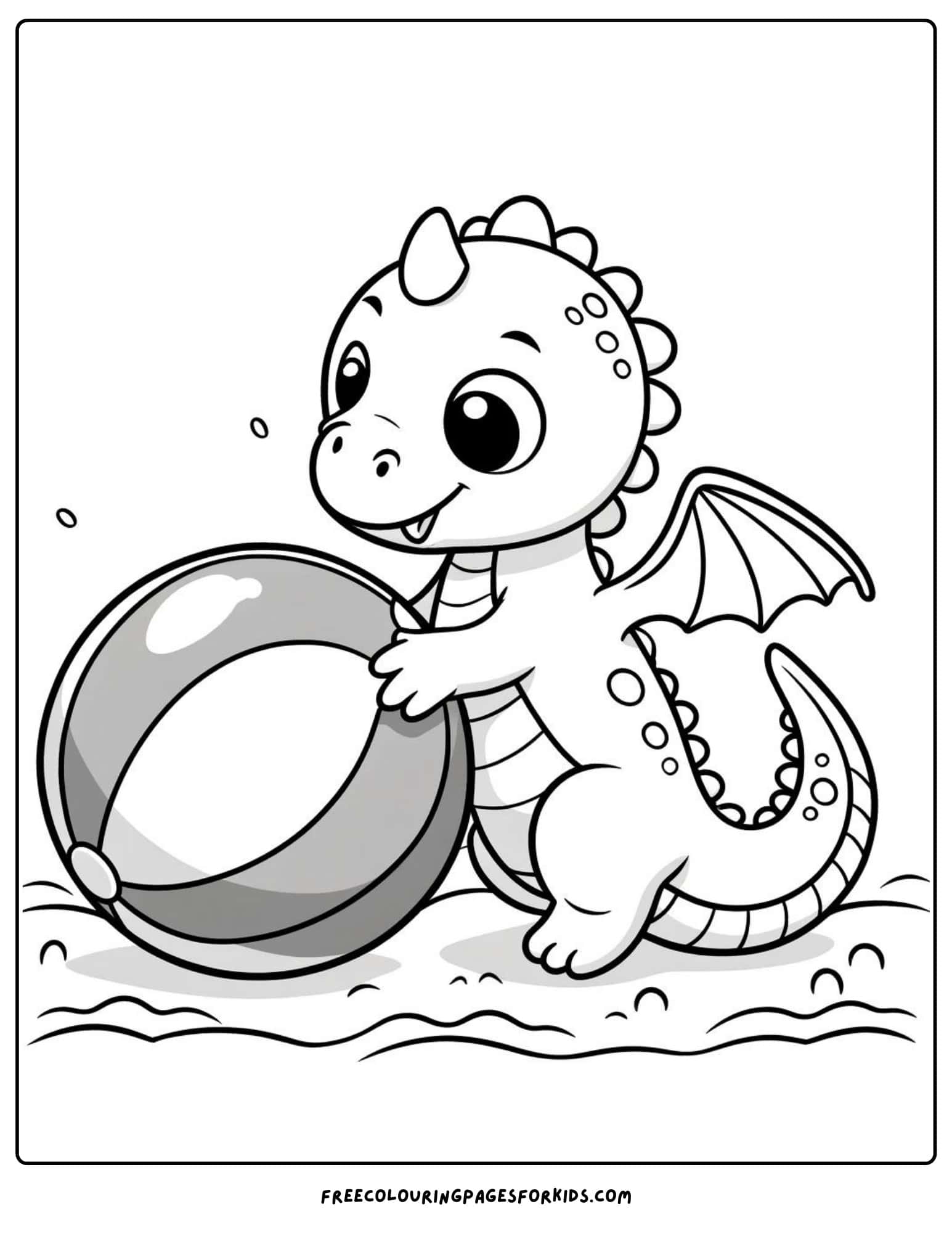 a dragon with a ball coloring page