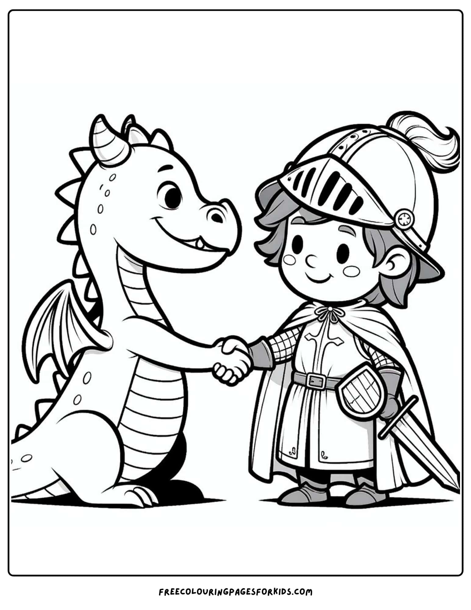 a dragon and a knight coloring page