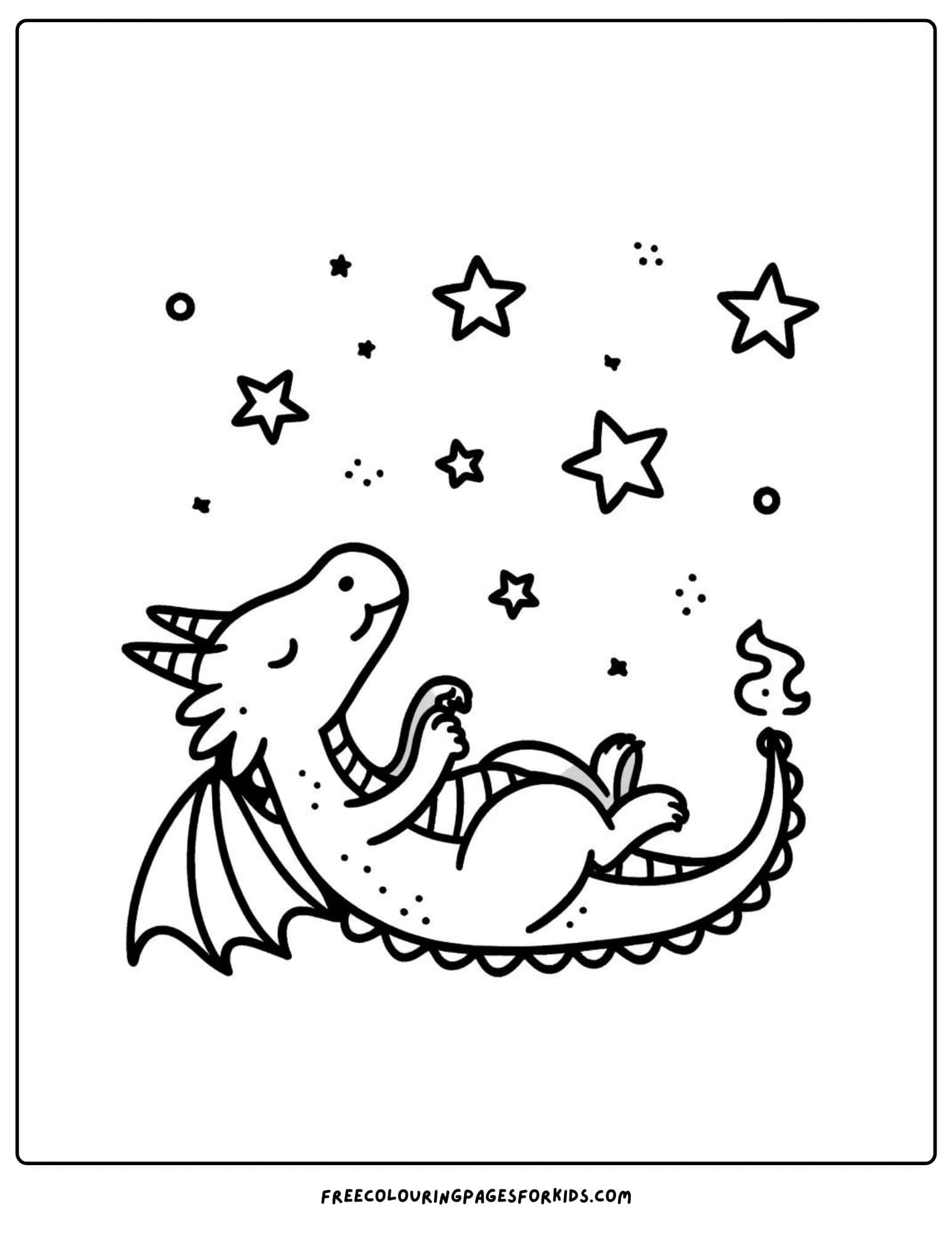 dragon and stars coloring page