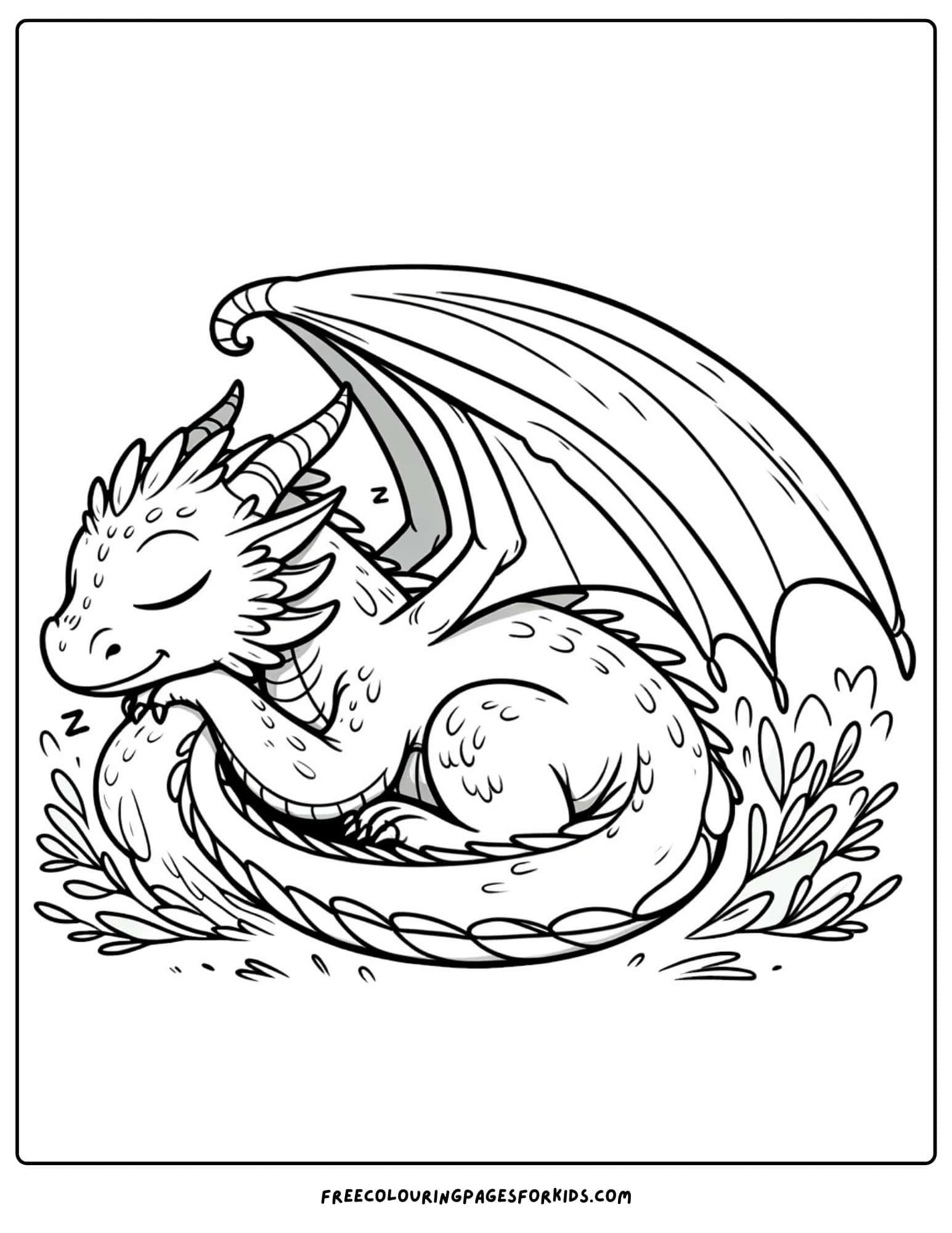 sleeping dragon coloring page