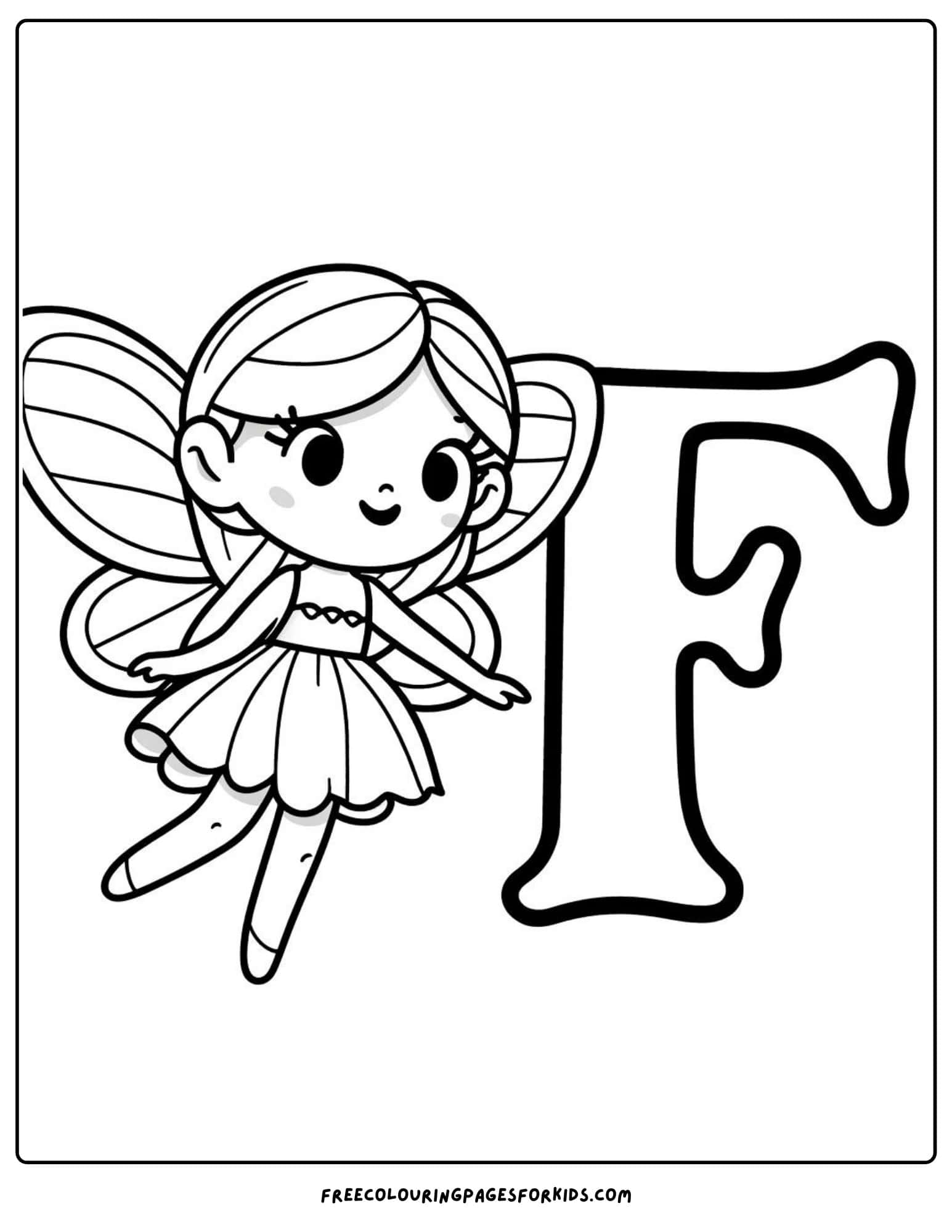 f for fairy coloring page