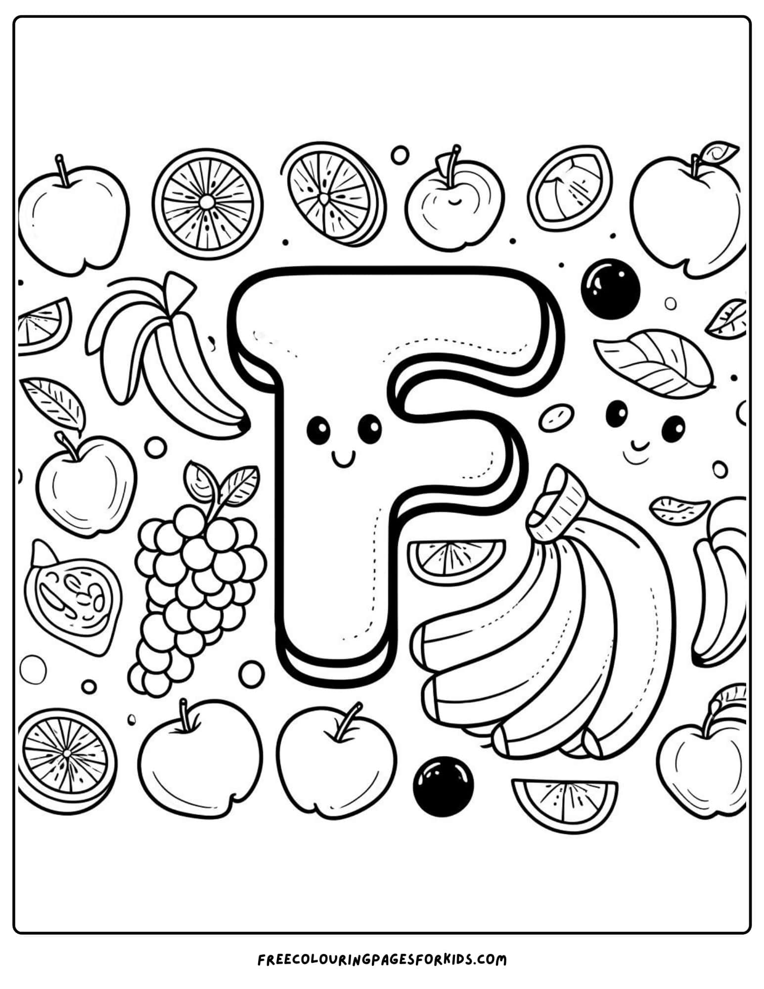 f for fruit coloring page