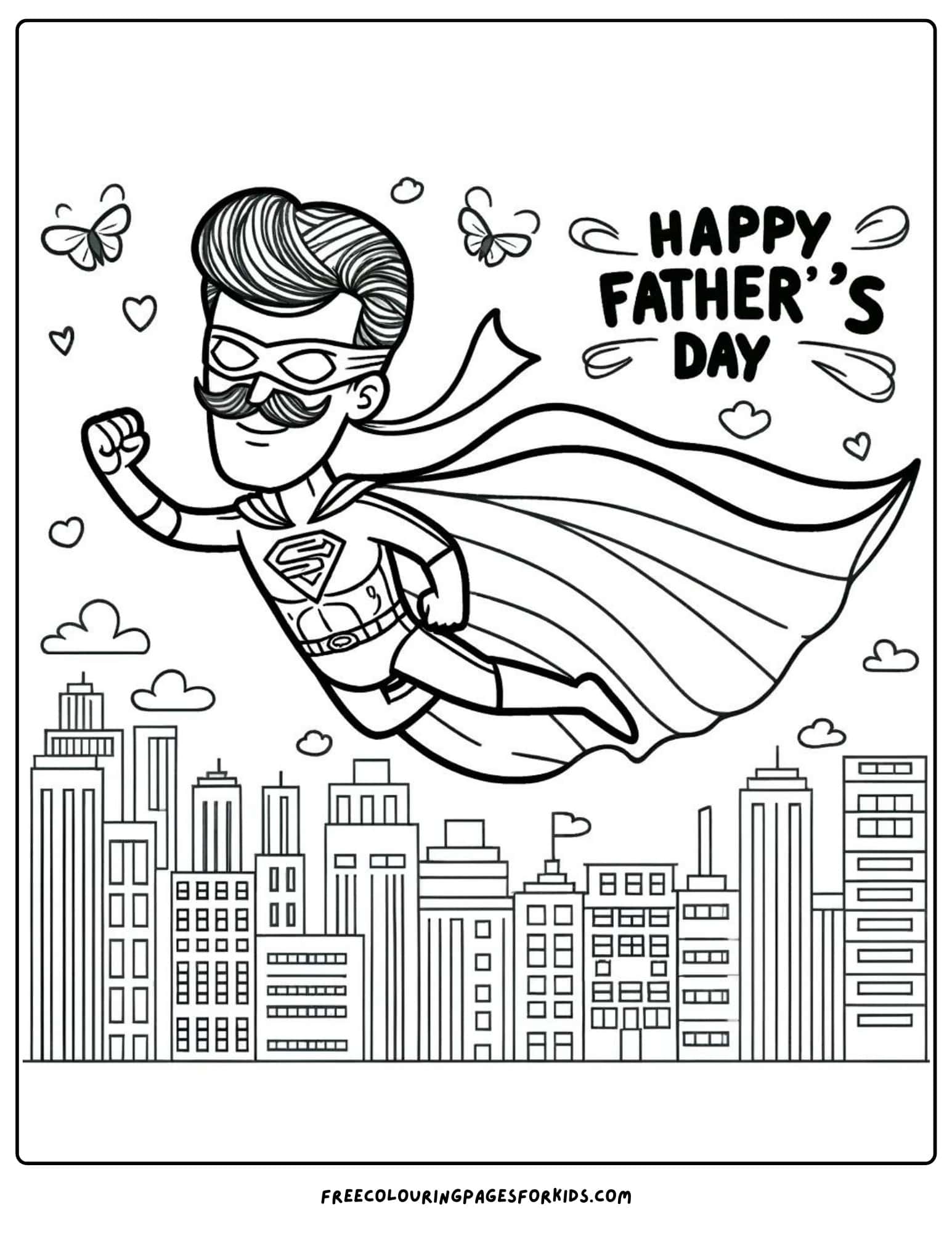 happy fathers day super dad coloring page printable