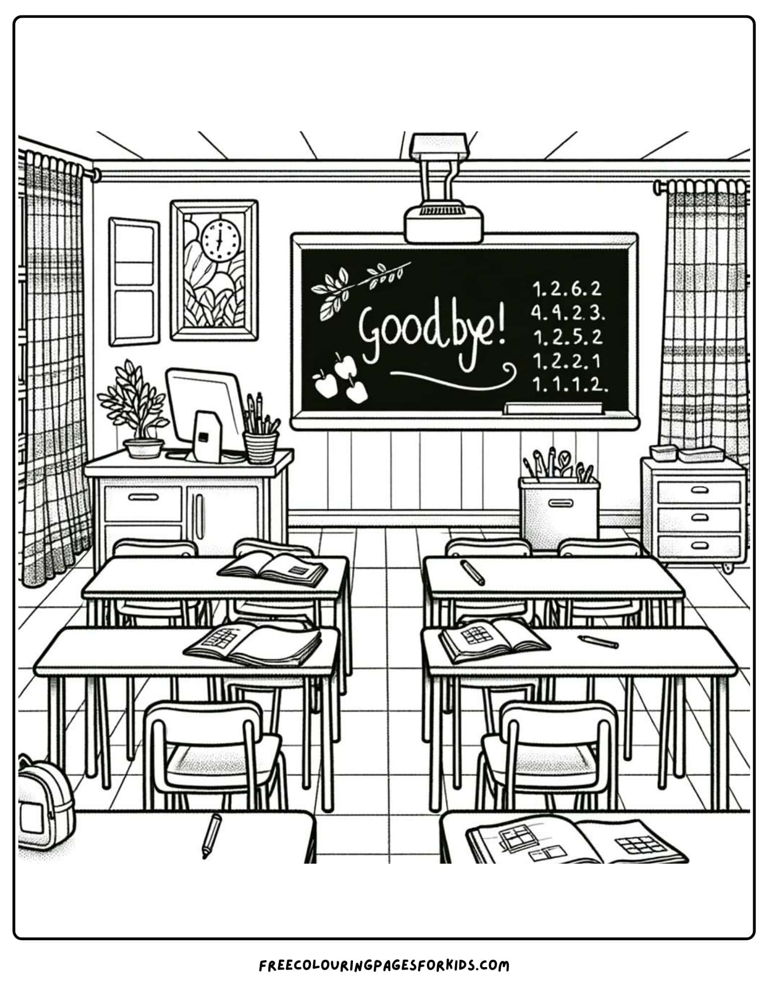 goodbye classroom coloring page