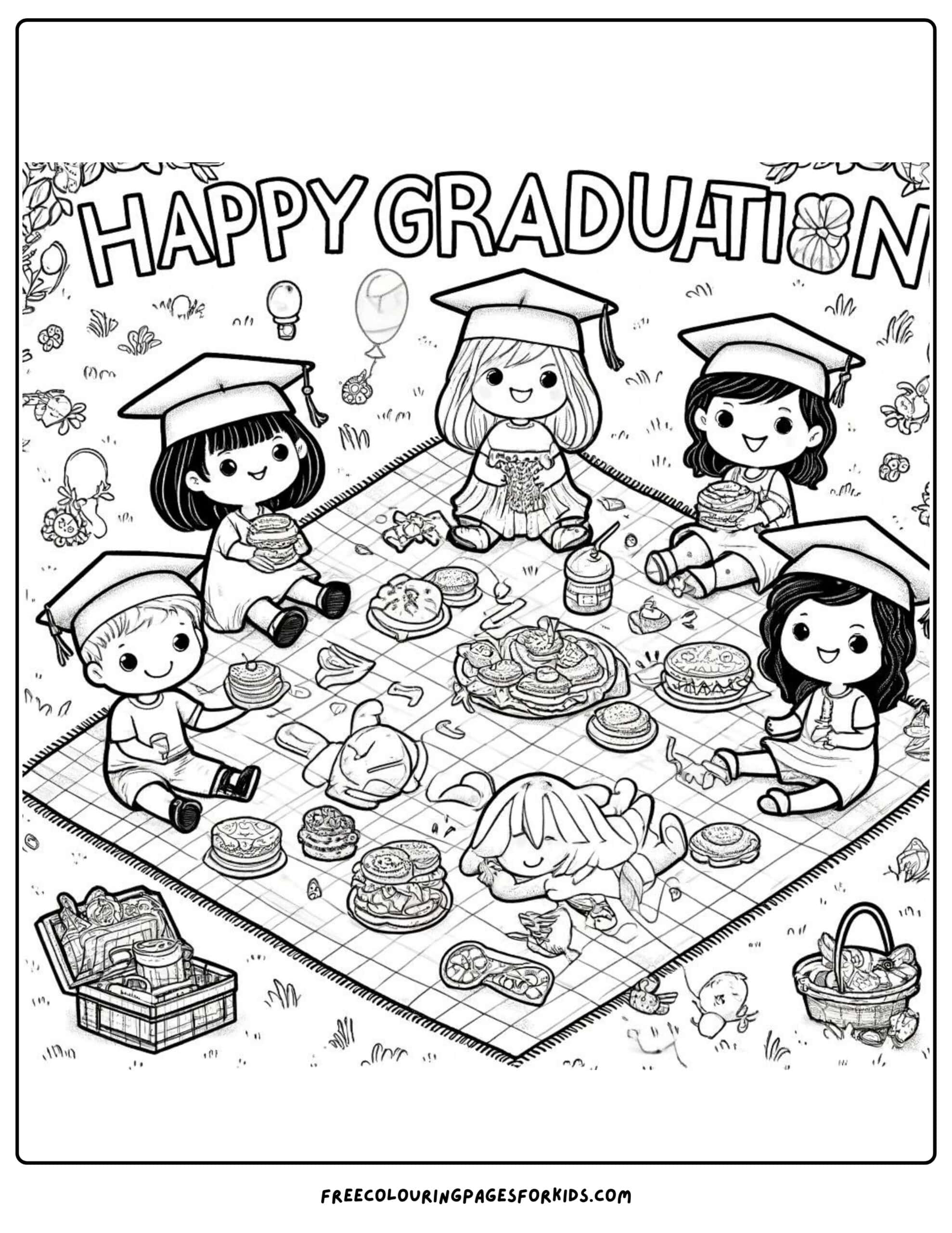 graduation day picnic coloring page