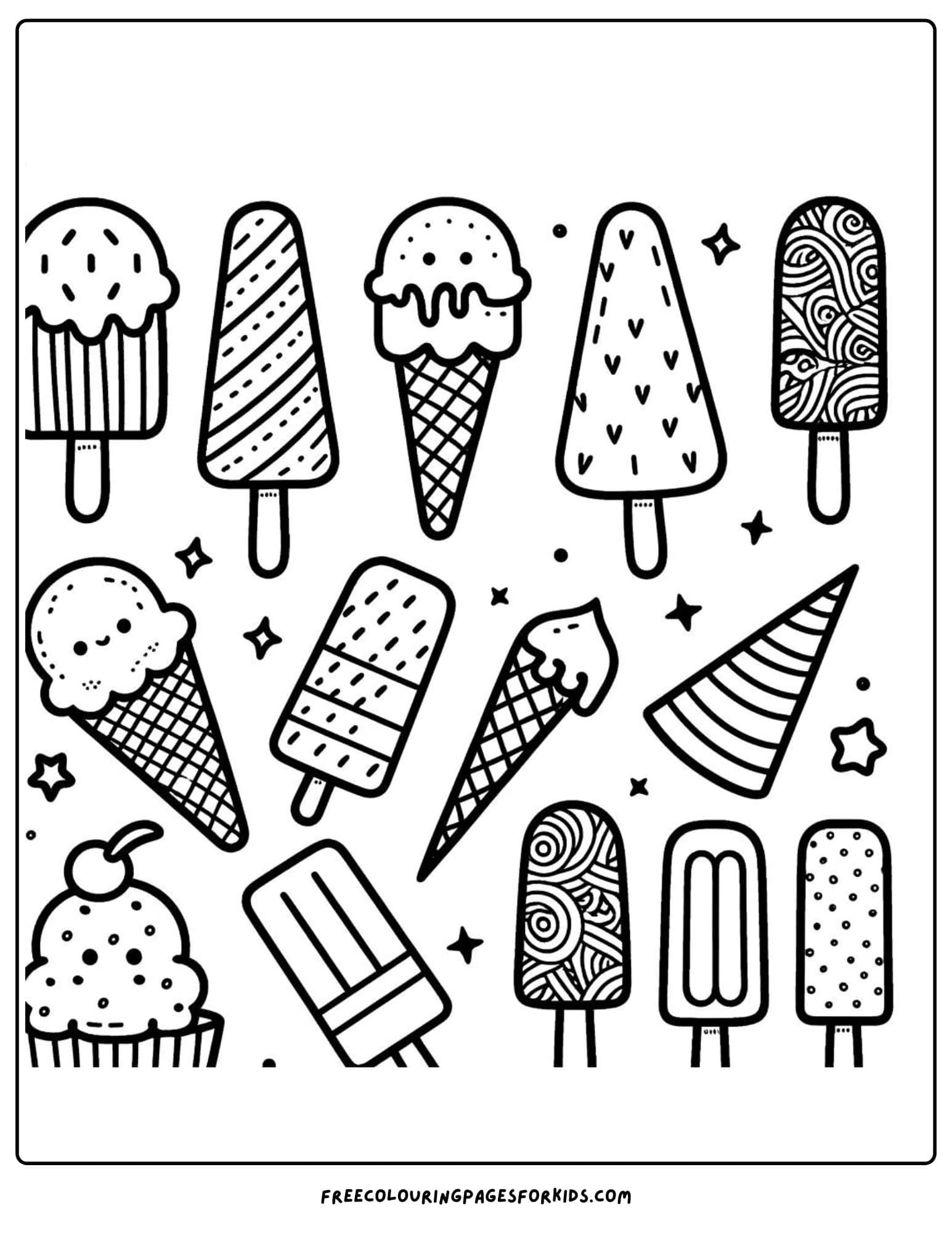 ice cream cones coloring page