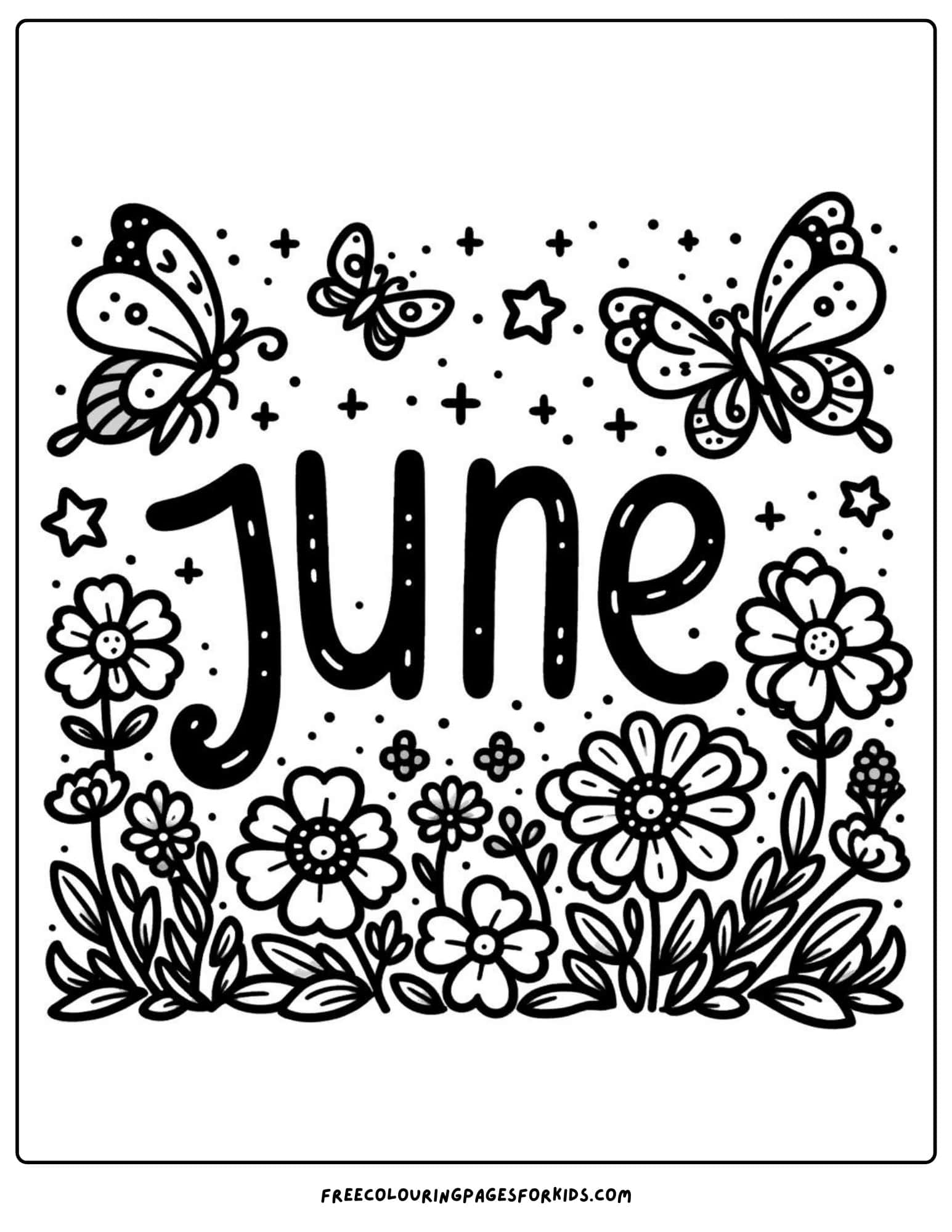 june butterflies in the garden coloring page