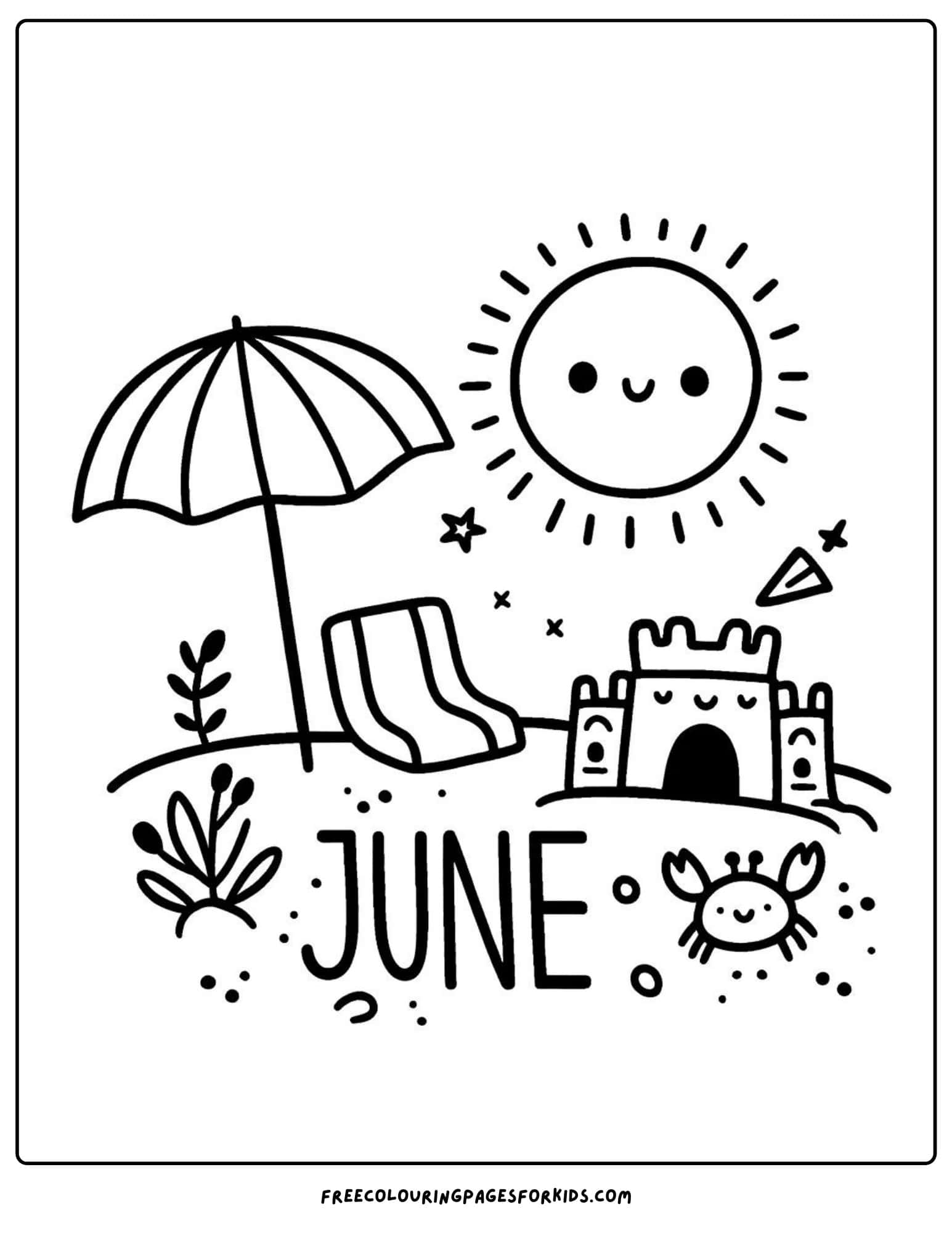 june beach day coloring page