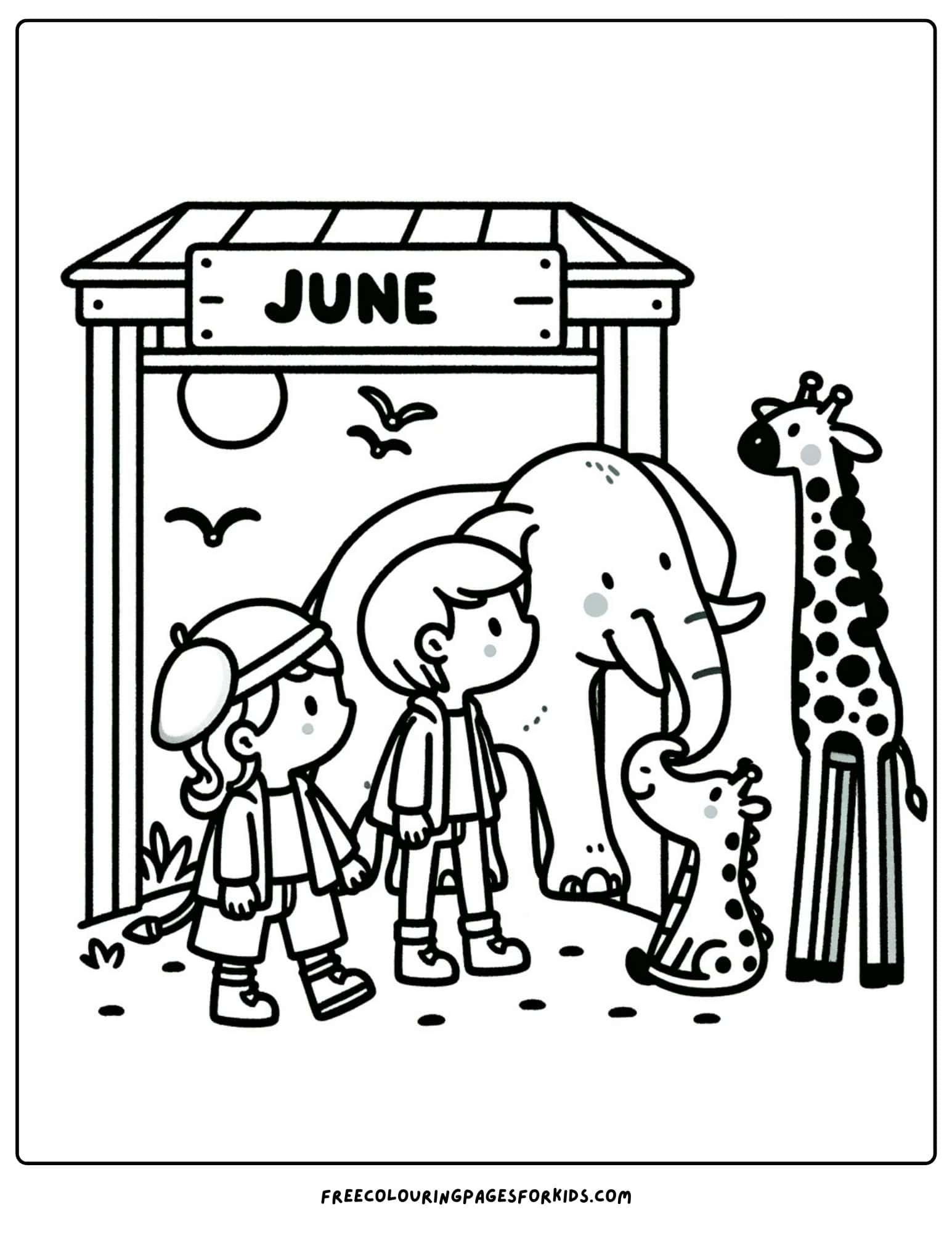 june zoo visit coloring page