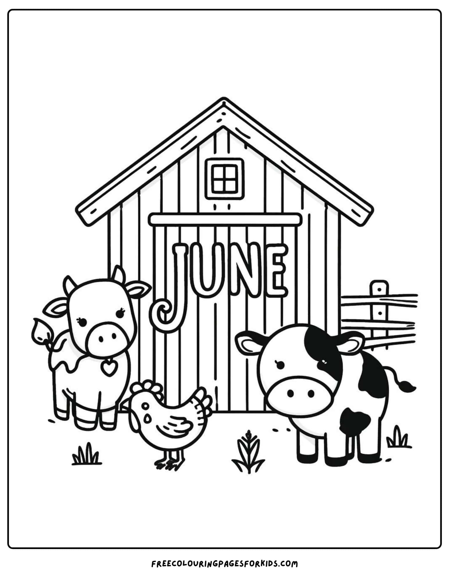 june farm animals coloring page