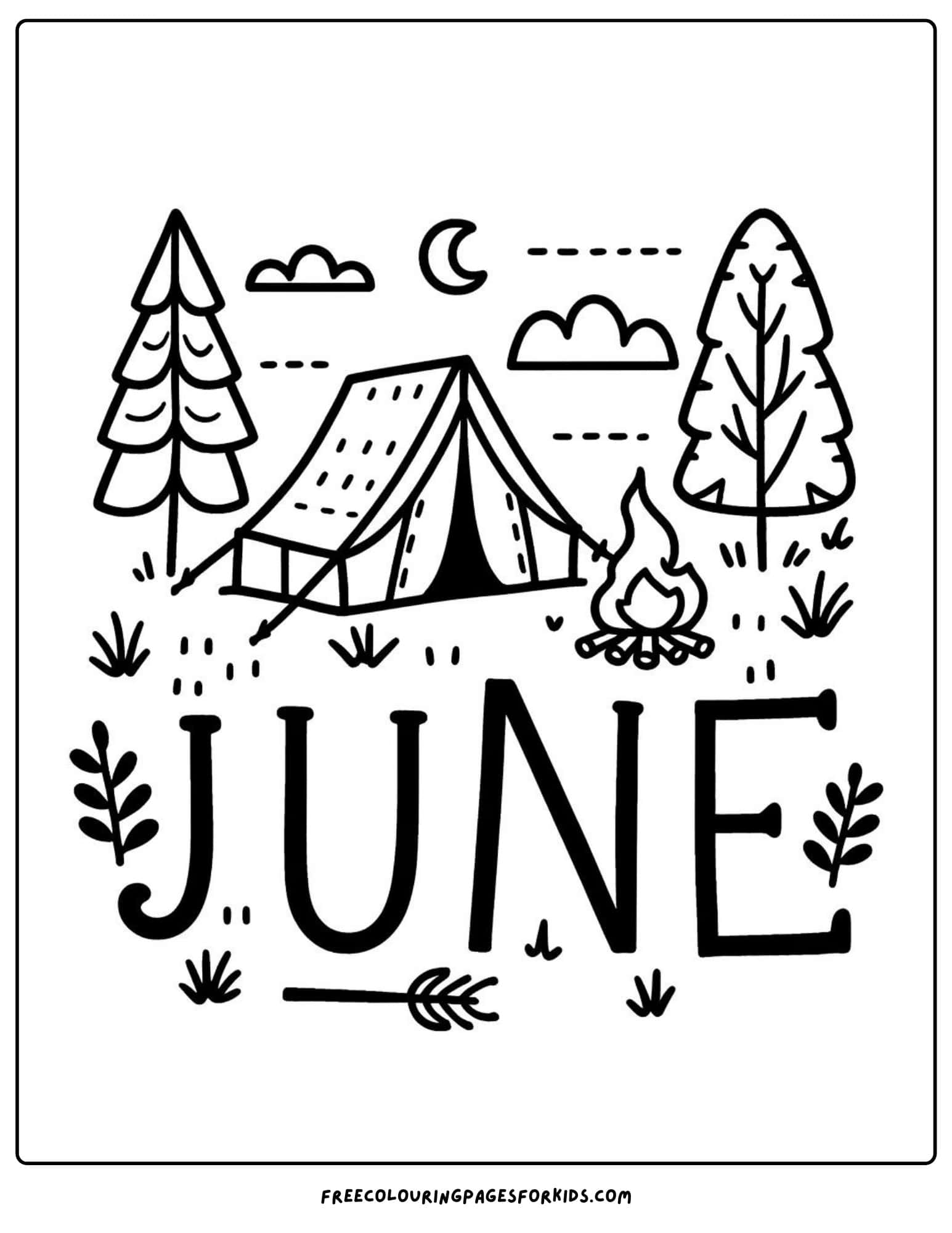 june camping trip coloring page