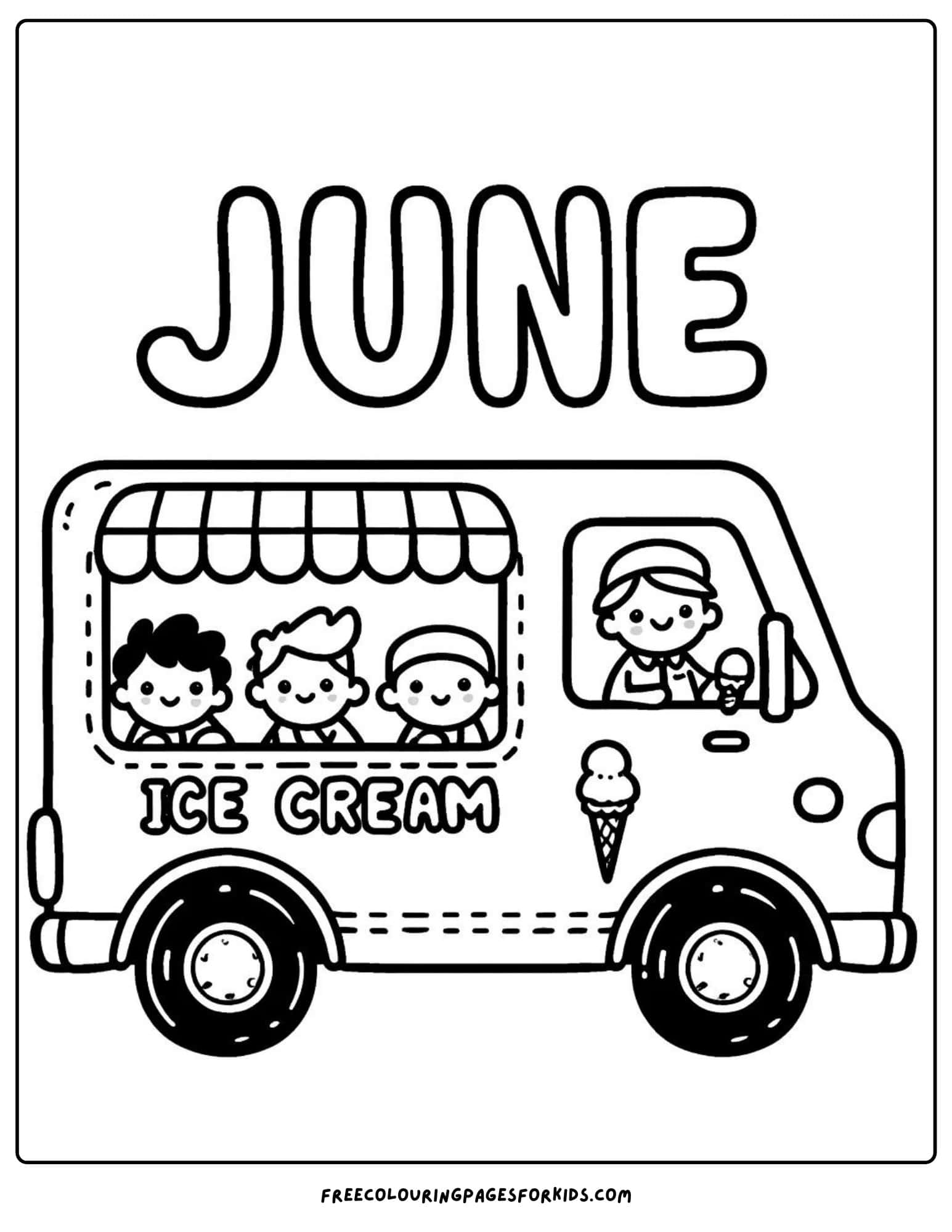 june ice cream truck  coloring page