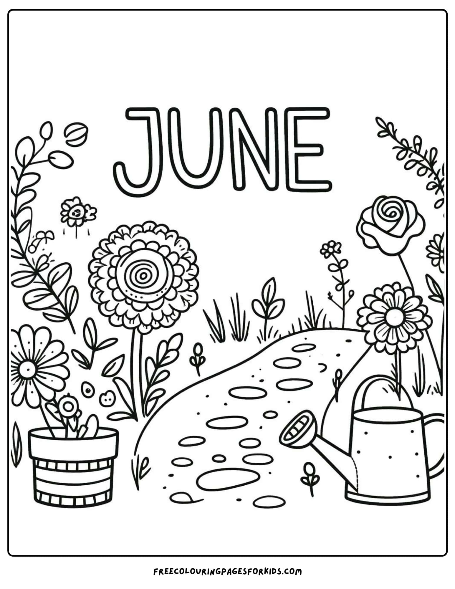 june in the garden coloring page