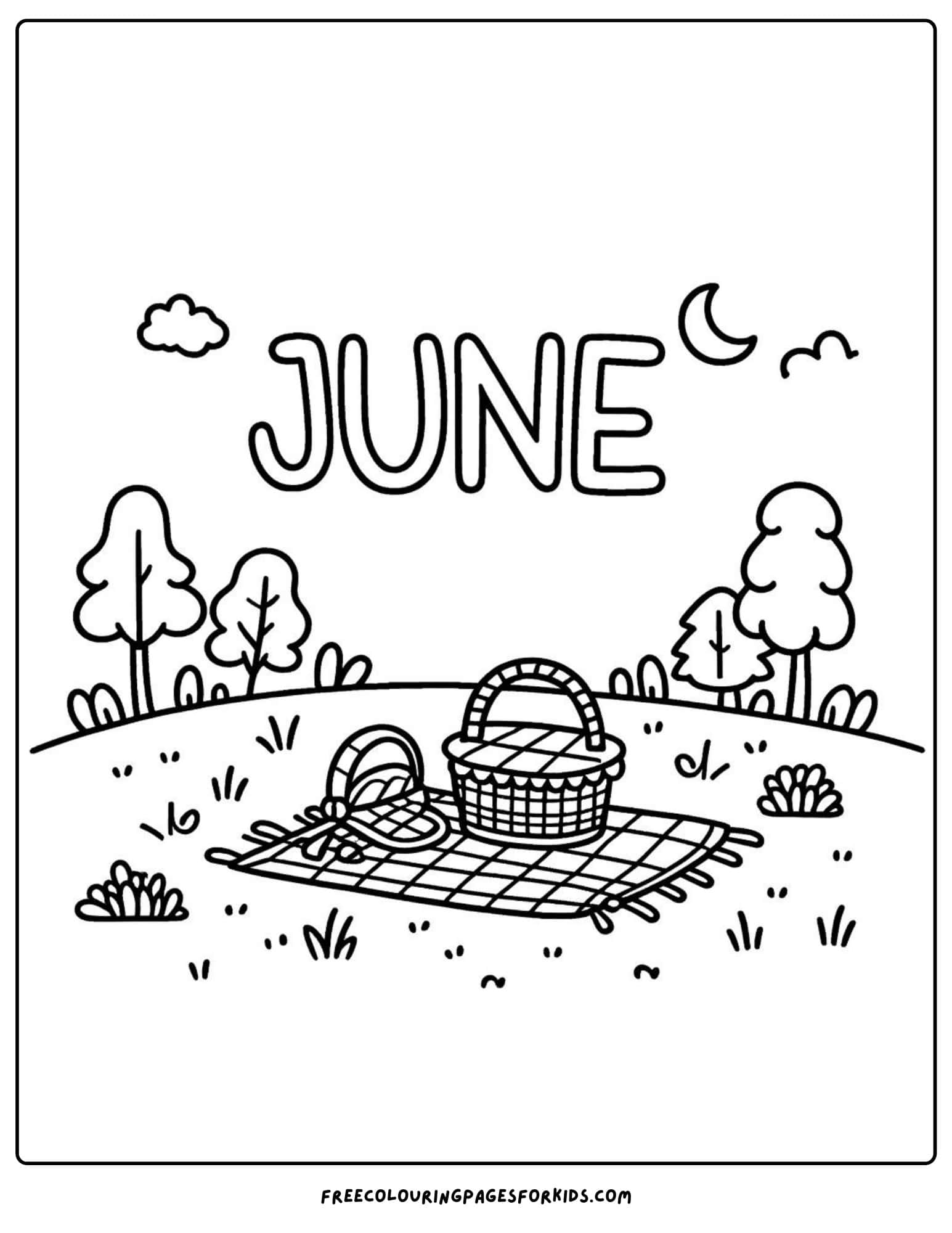 june picnic scene coloring page