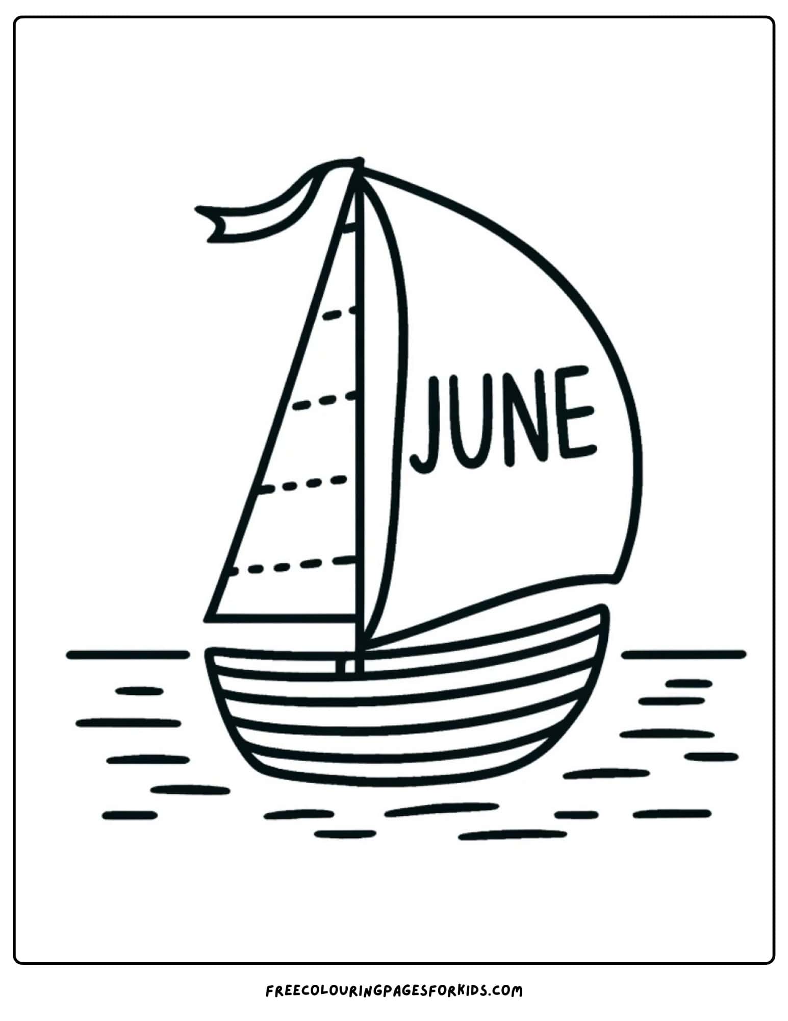 june sailing a boat coloring page